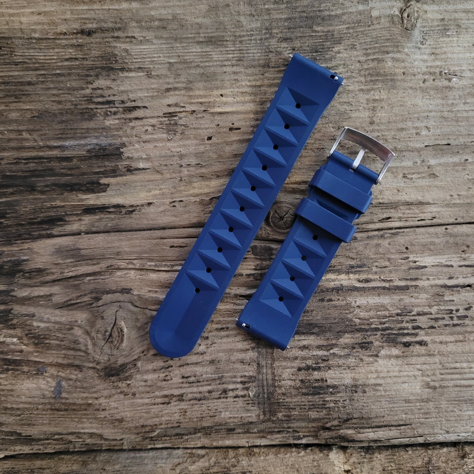 Waffle Watch Strap Band | Classic Seiko Style | FKM Rubber | Black Green Blue