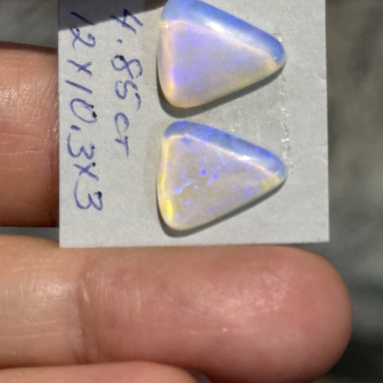 4.85ct 12×10.3×3.6mm Pair Clear Crystal Pipe Australian Opal Cabochon Gems