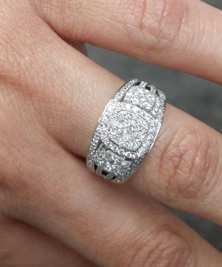 DEAL!1.00CTW NATURAL ROUND DIAMOND CLUSTER PAST PRESENT FUTURE RING 10K GOLD.