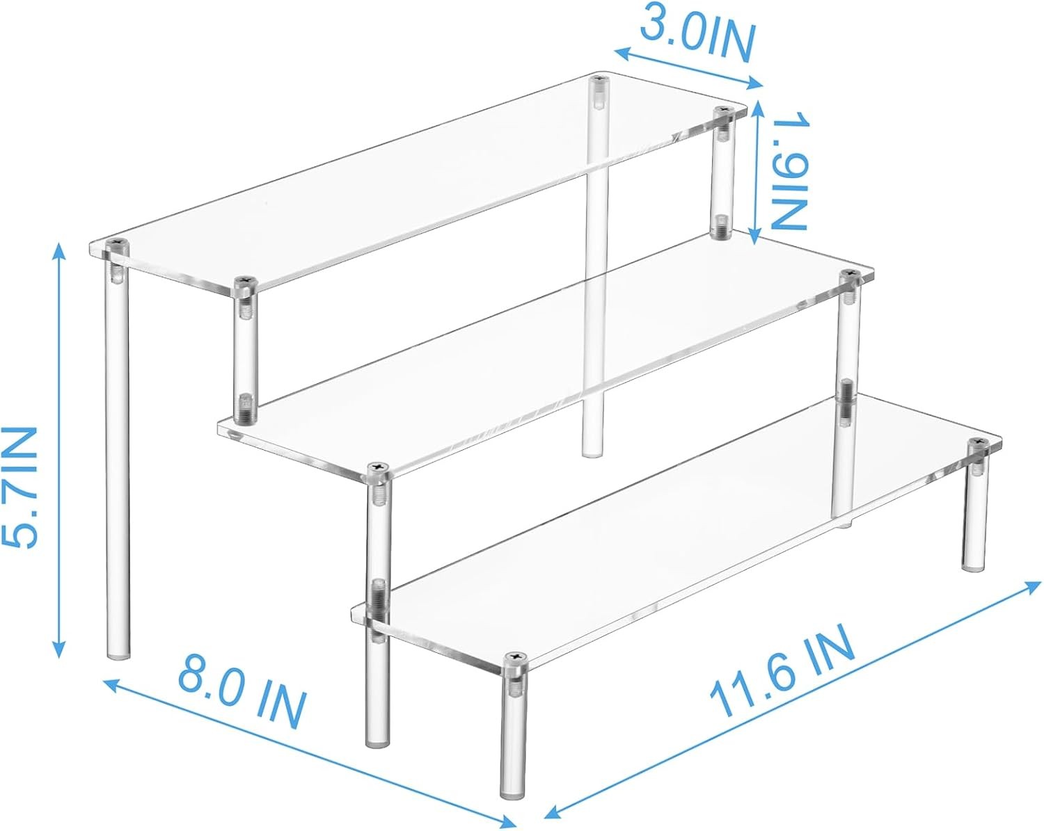 Clear Acrylic Display Risers 3 Tier Shelf Organizer Stand for Perfume Food