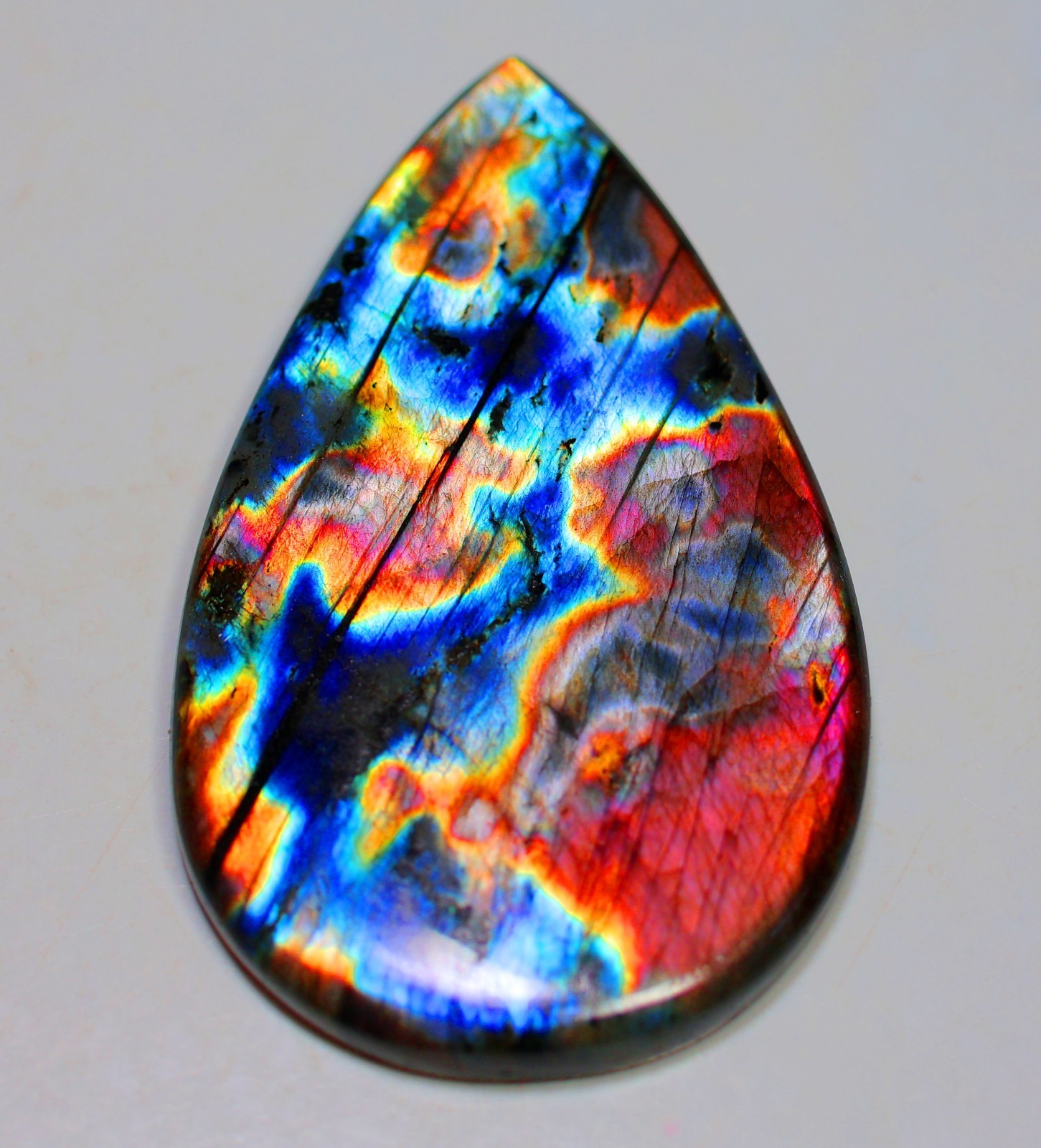 99 Ct 5X35X59 mm Natural Purple Fire Labradorite Pear Cabochon Gemstone SK-171