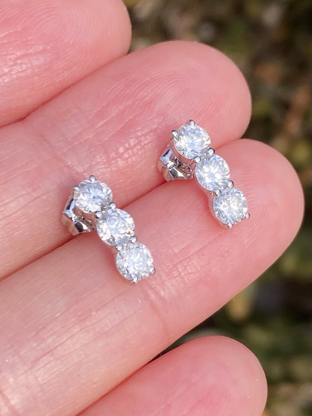 Platinum 1.00TCW 100% Natural Diamond Studs Earrings