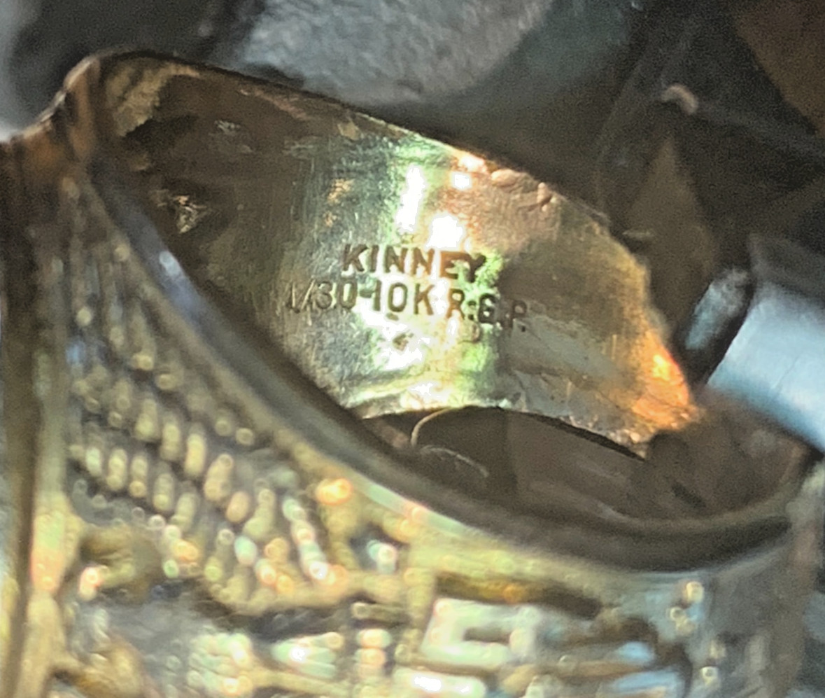 KINNEY RARE United States Army 1/30 10k R:G.P. Stone is Carved/Plated 71126A7
