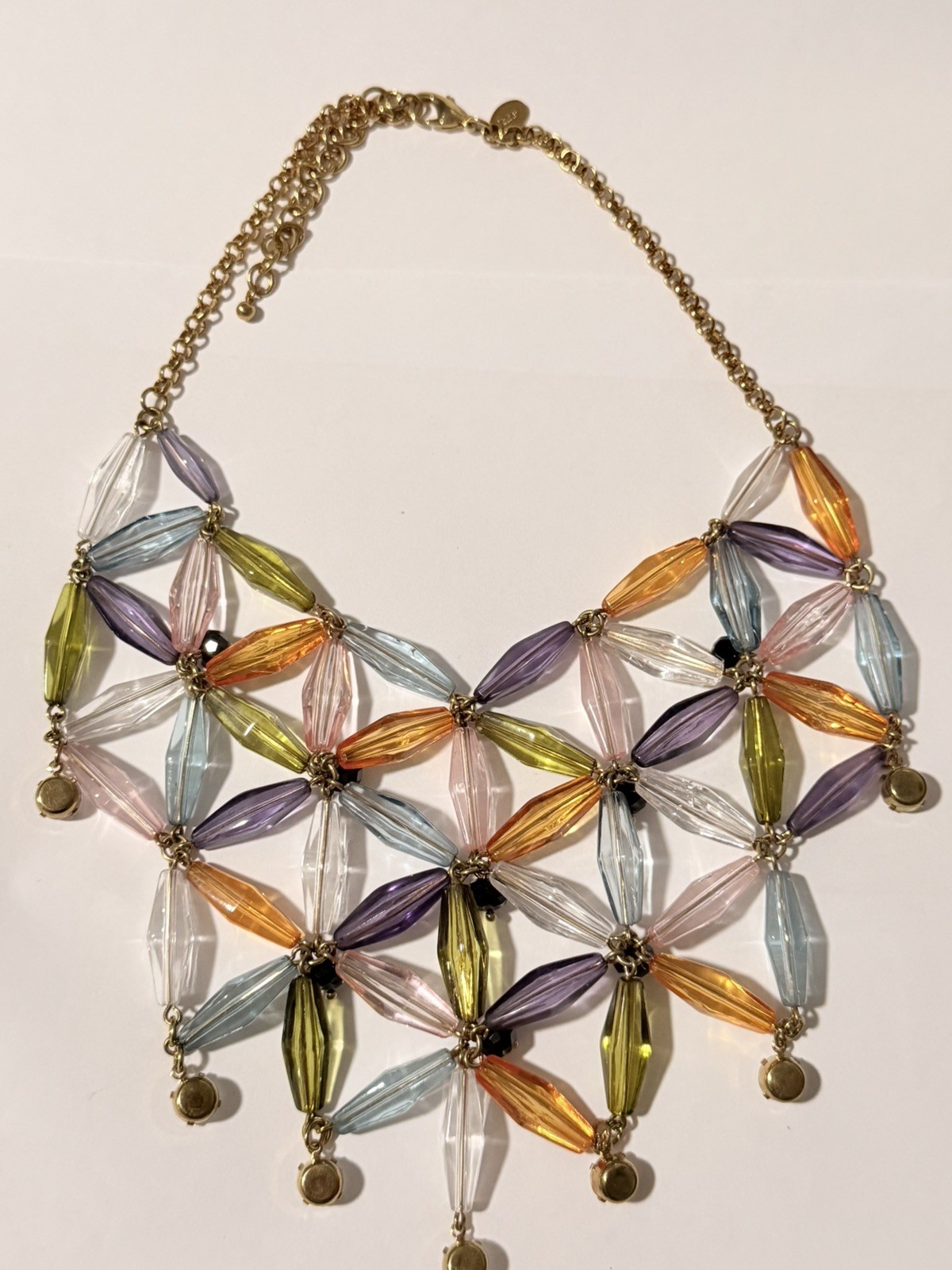 Joan Rivers Rare Geometric Lucite Rhinestone Bib Collar Statement Necklace