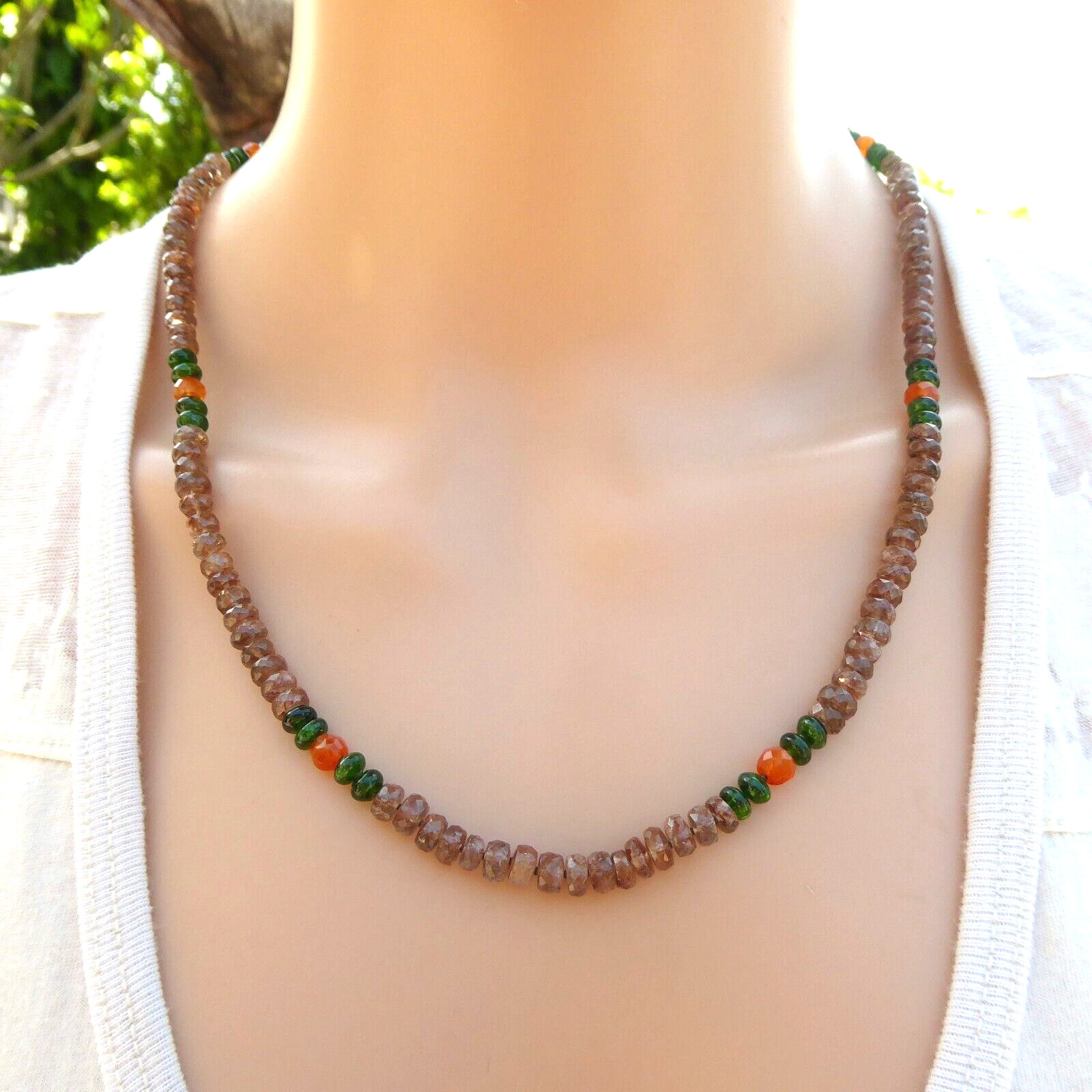 21 1/2″ Handmade Hand Knotted Andalusite Gemstone Necklace, Adjustable Necklace