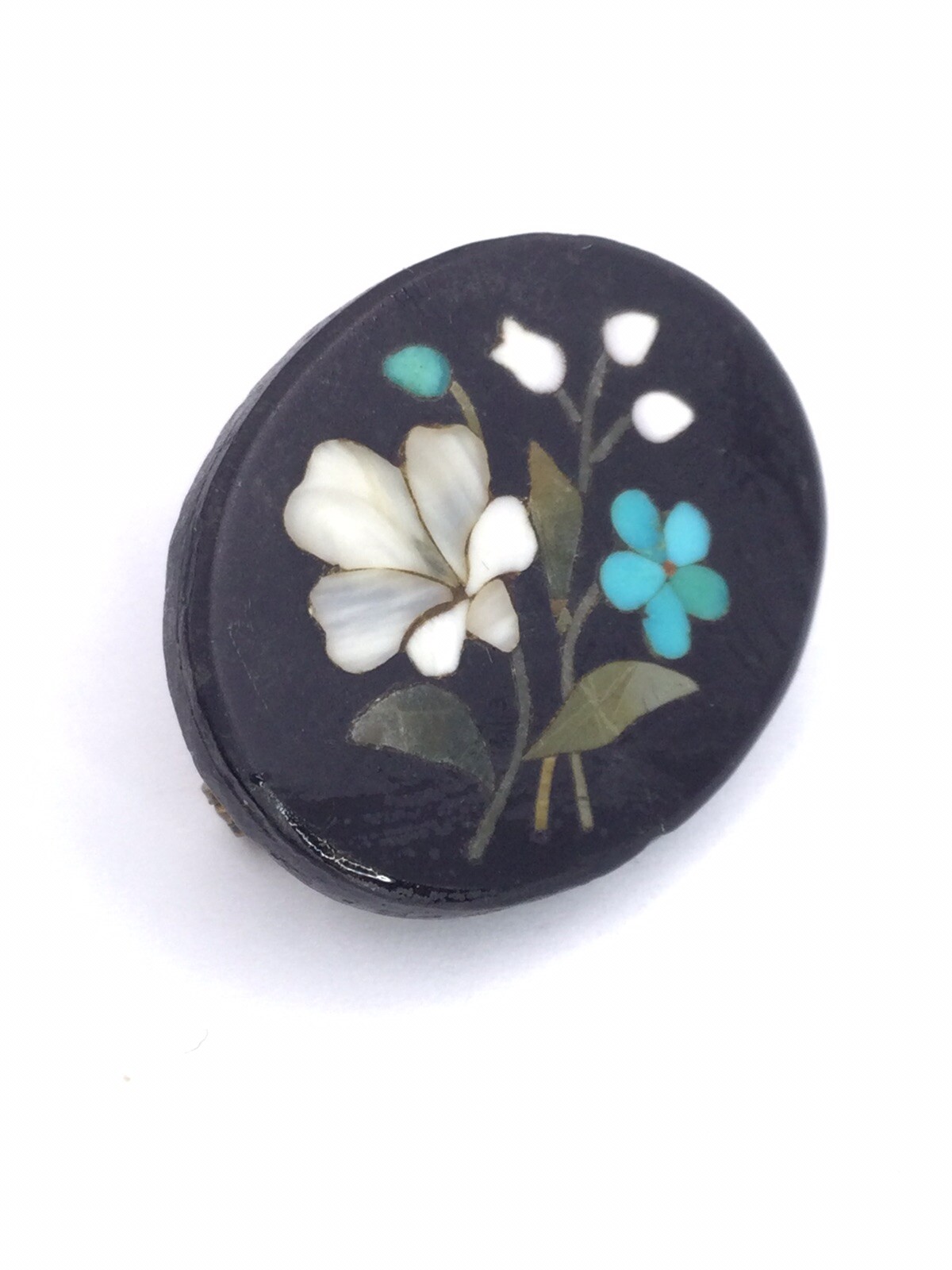 PETRA DURA FLORAL PIN – GOLD FILLED (V477)