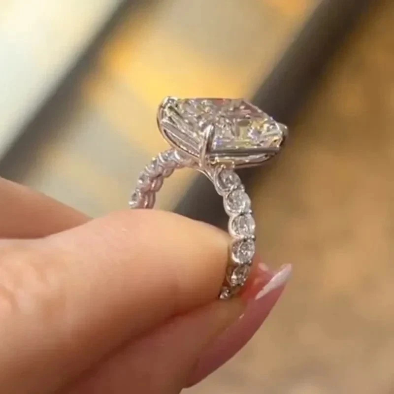 RARE 5.30 Ct Radiant Cut Certified White Diamond Silitaire Ring 925 Silver