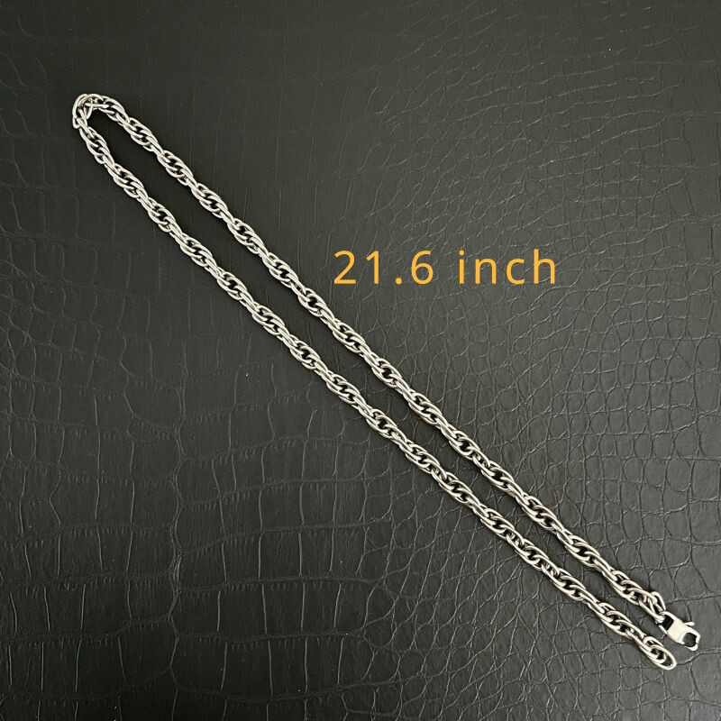 Pure Titanium Twisted Necklace with 7mm Wide Anti Allergic 21.6″ Long Men Women