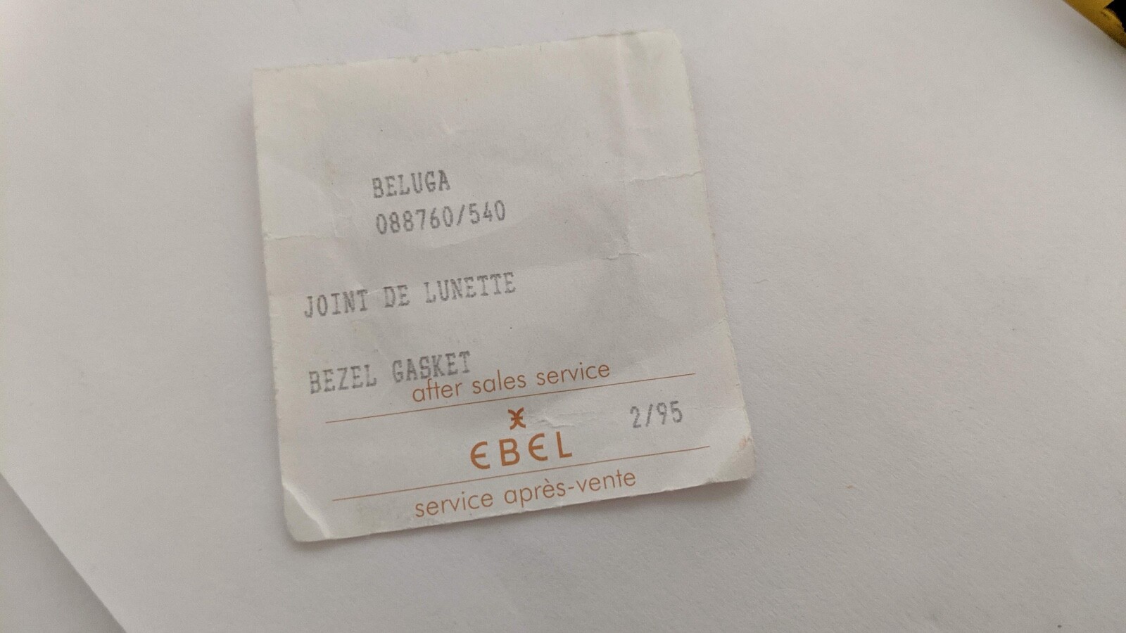 Ebel Beluga bezel gasket joint de lunette 088760/540, approx 28mm in diameter