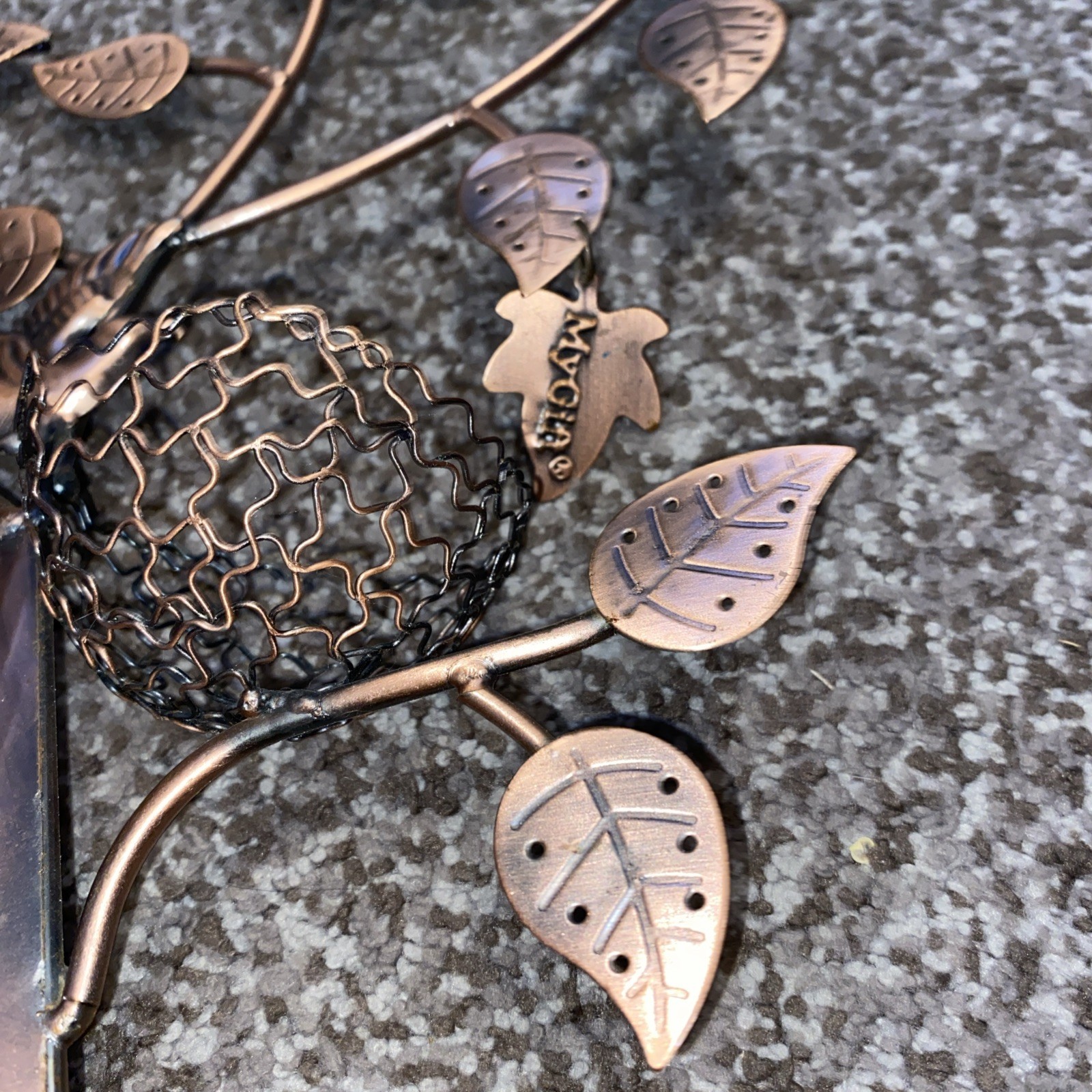 Vintage Bronze Finish Jewelry Tree Necklace Holder Birds, Nest Leaves