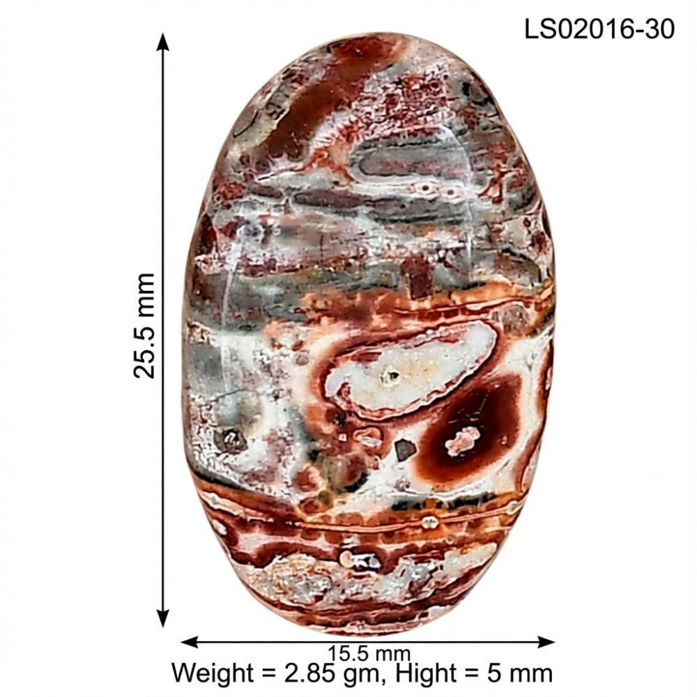 Natural Leopard Skin Jasper 25.5×15.5×5 mm Oval Polished Gemstone LS02016-30