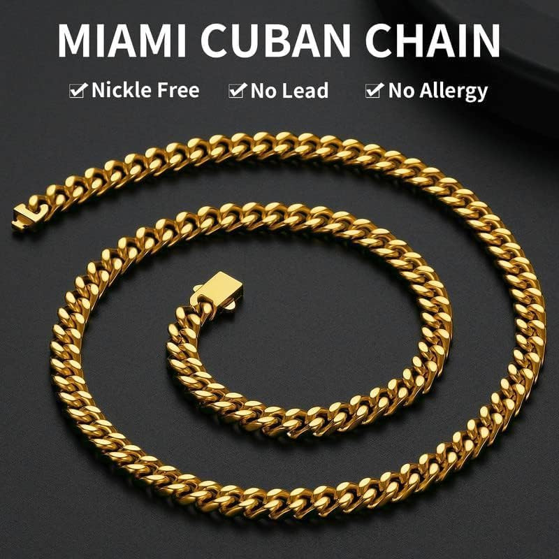 Cuban Link Chain for Men, Stainless Steel Waterproof Necklace | 5/7/9/12/14Mm Mi