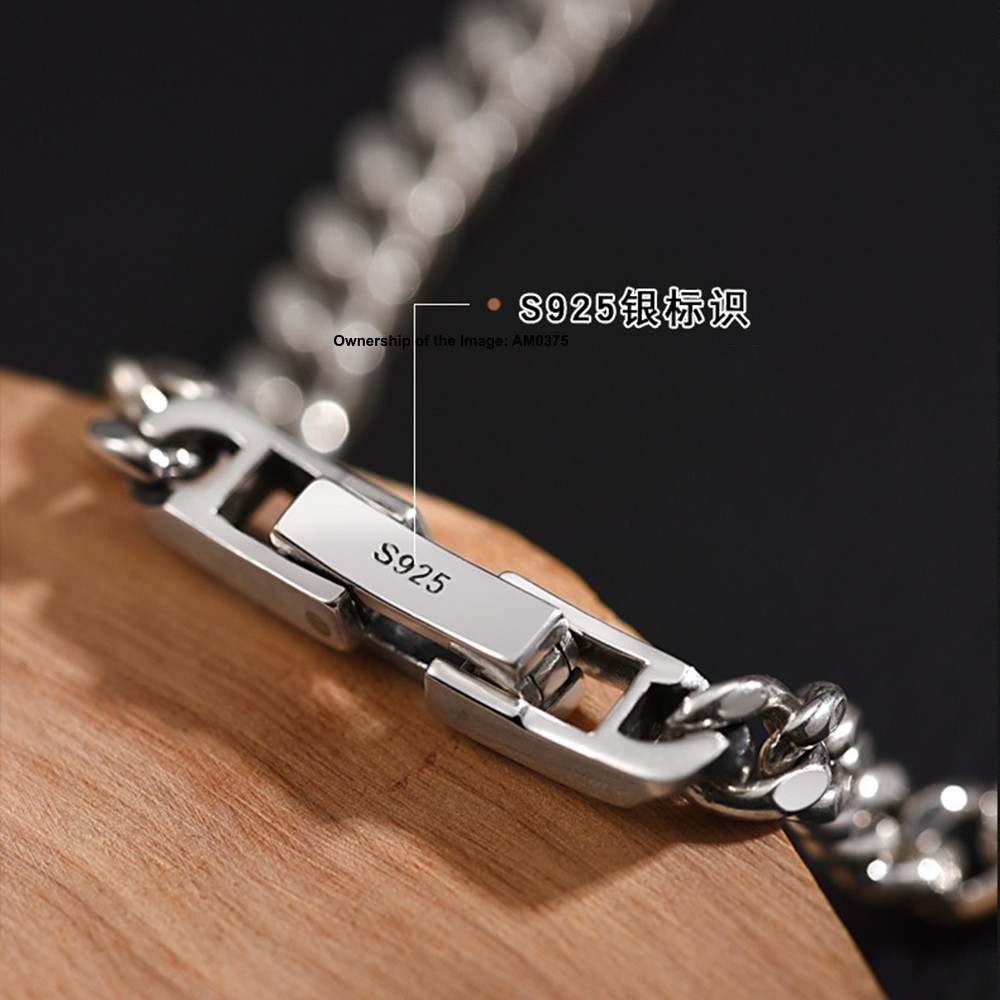 Solid 925 Sterling Silver Necklace 5mm Curb Link Chain For Men 19.7-25.6inch