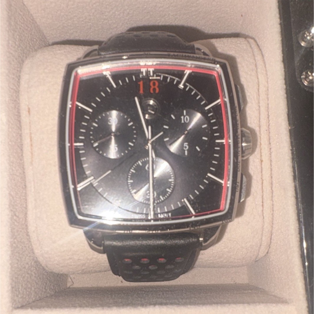 Mercedes-Benz Collection Swiss Made Chronograph Quartz Square Watch Black/Red