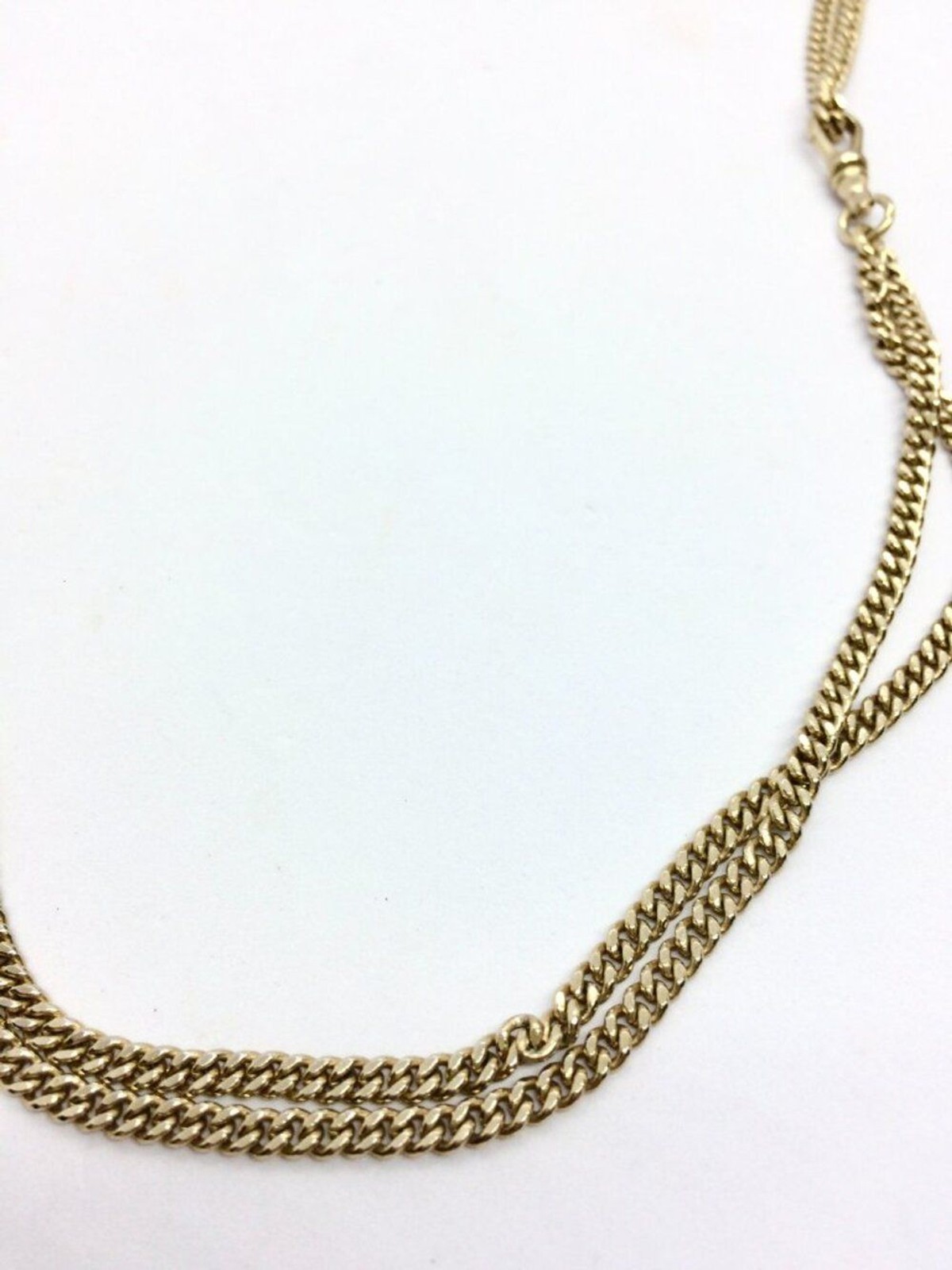 VICTORIAN REVIVAL NECKLACE Adjustable Slider Fob Albert Chain Gold Tone Vintage