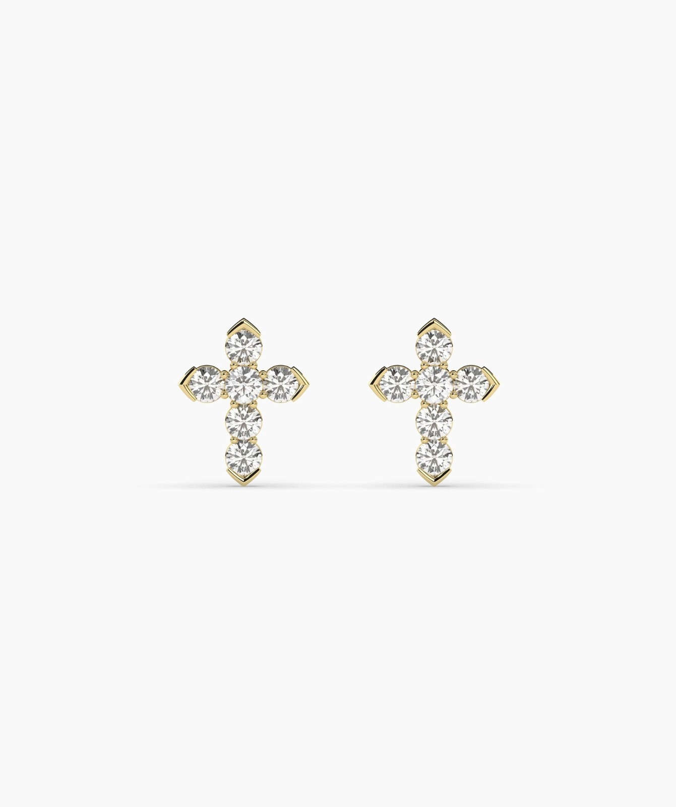 0.17 Ct Round Lab Grown Diamond 14K Gold Six Diamond Cross Stud Earrings For Her
