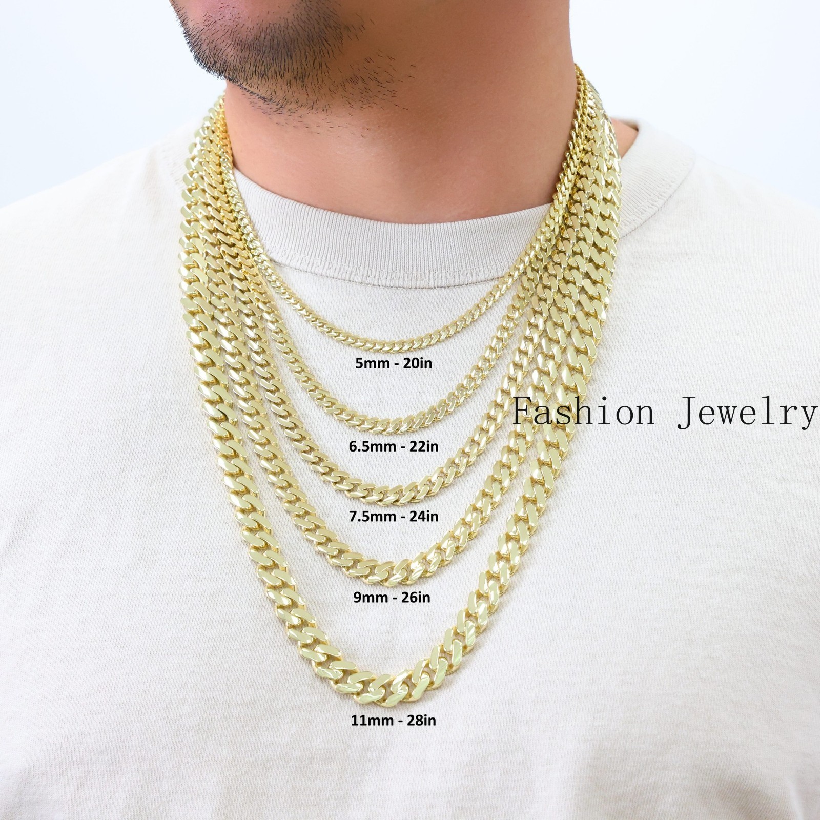 10K Yellow Gold Miami Cuban Royal Monaco Chain 5mm-20mm Necklace Bracelet 6″-30″