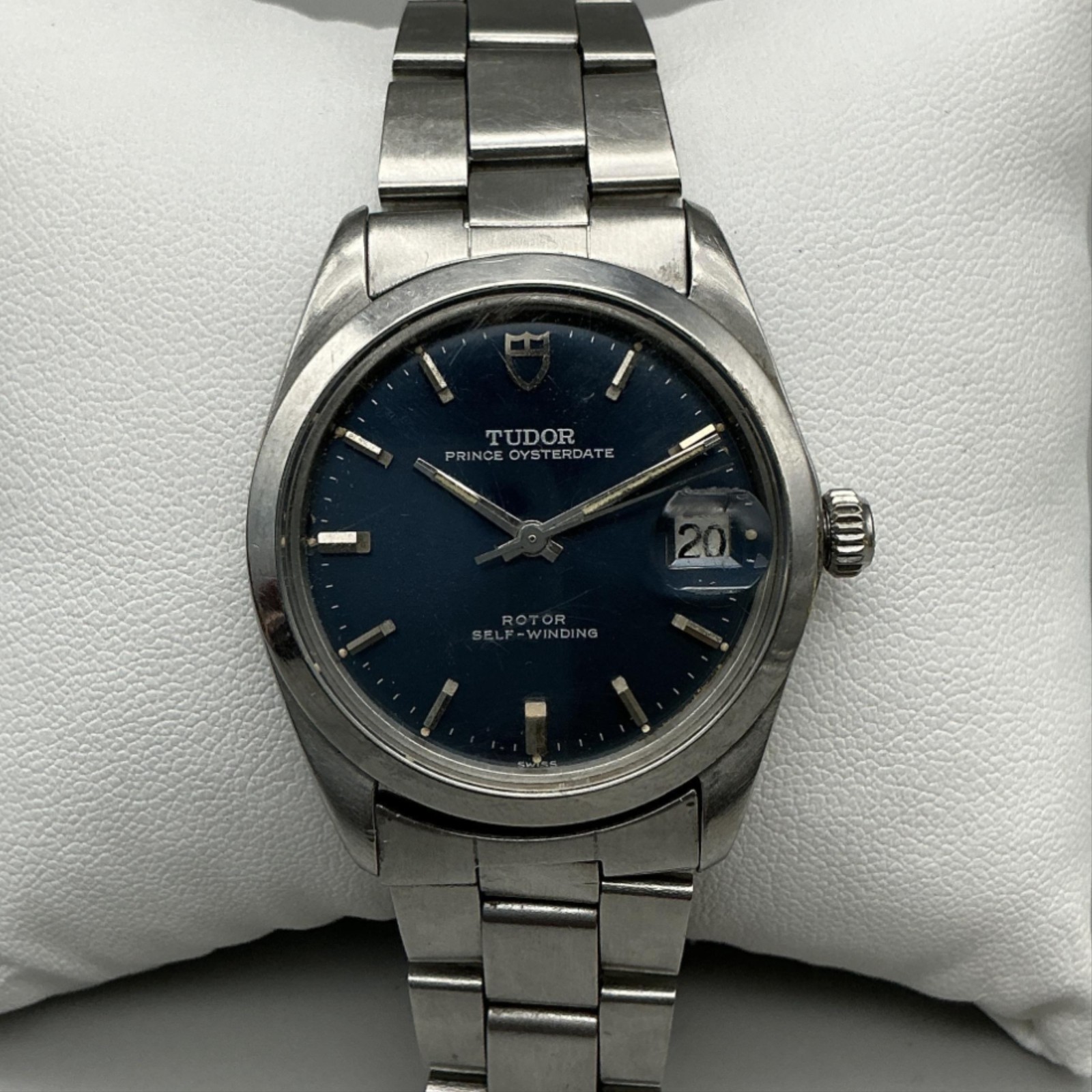 Vintage Tudor Prince Oysterdate Mens Watch 33mm Blue Dial Oyster Automatic 7.5″