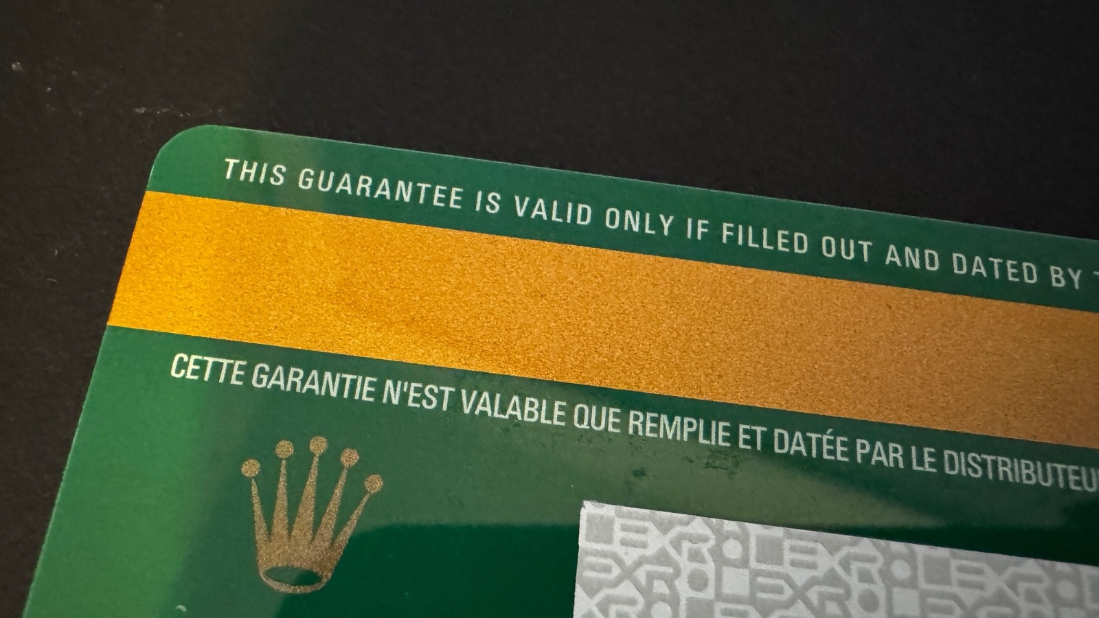 Genuine Rolex Yacht-Master 40 116621 Warranty Guarantee Card Authentic OEM Card