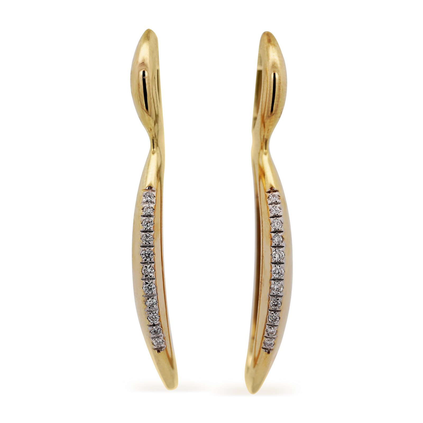 14K Gold Open Twisted Drop Earrings With Diamond Pave – Made in Italy