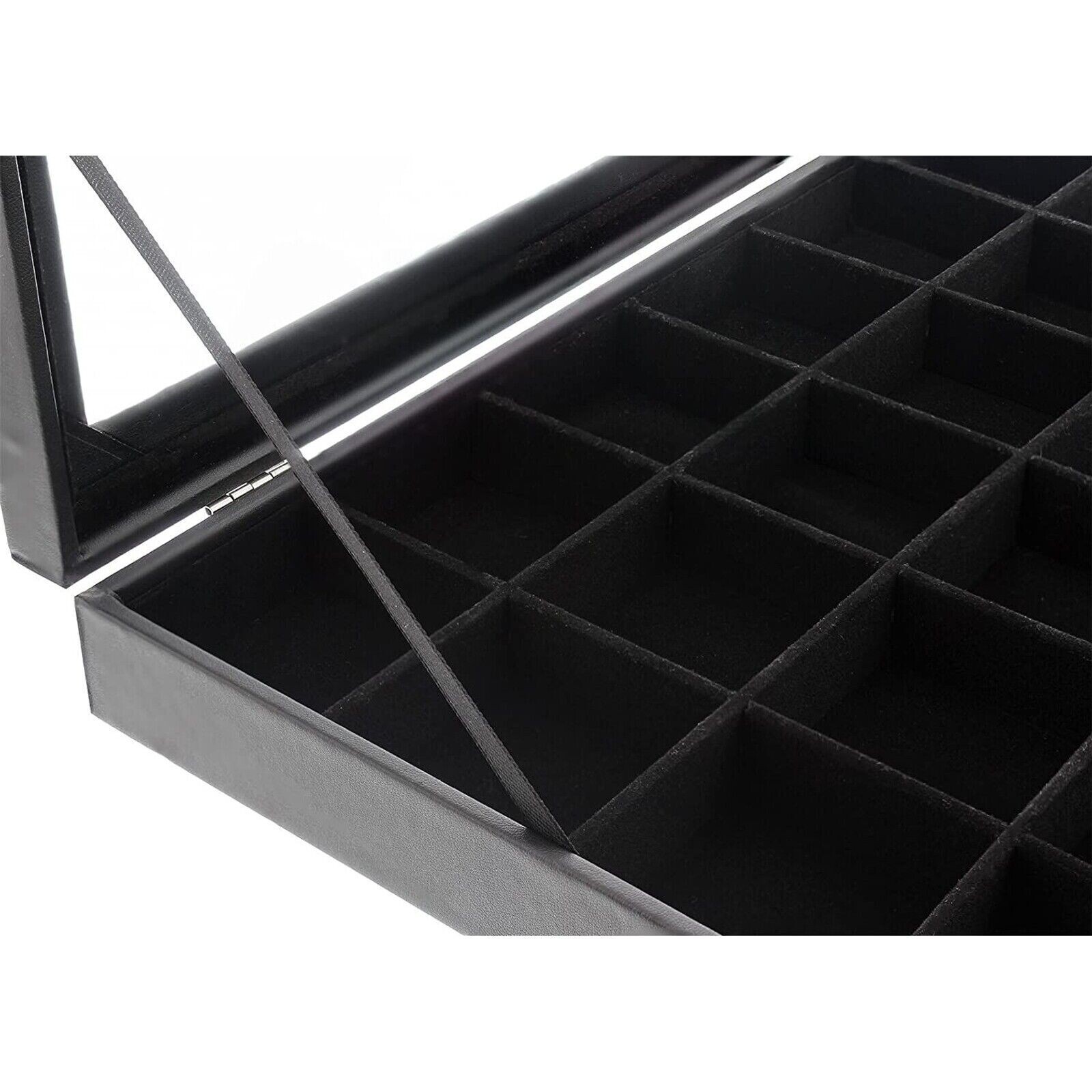 Jewelry Organizer Tray with Clear Lid 24 Grid Velvet Drawer Jewelry Storage