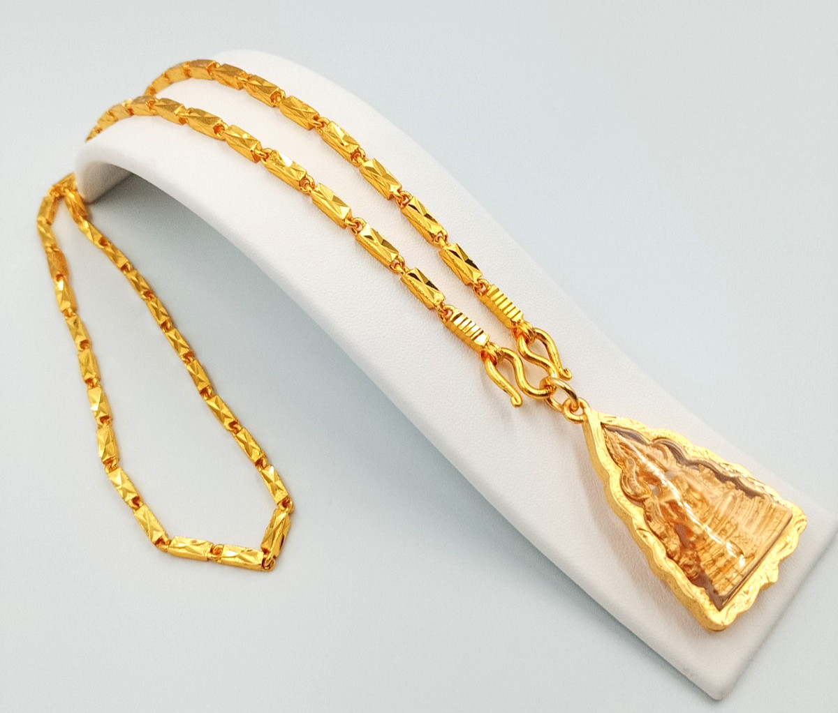4 MM Necklace 24 in + Phra Phuttha Chinnarat Pendant 23K 24K Thai Gold GP Gift