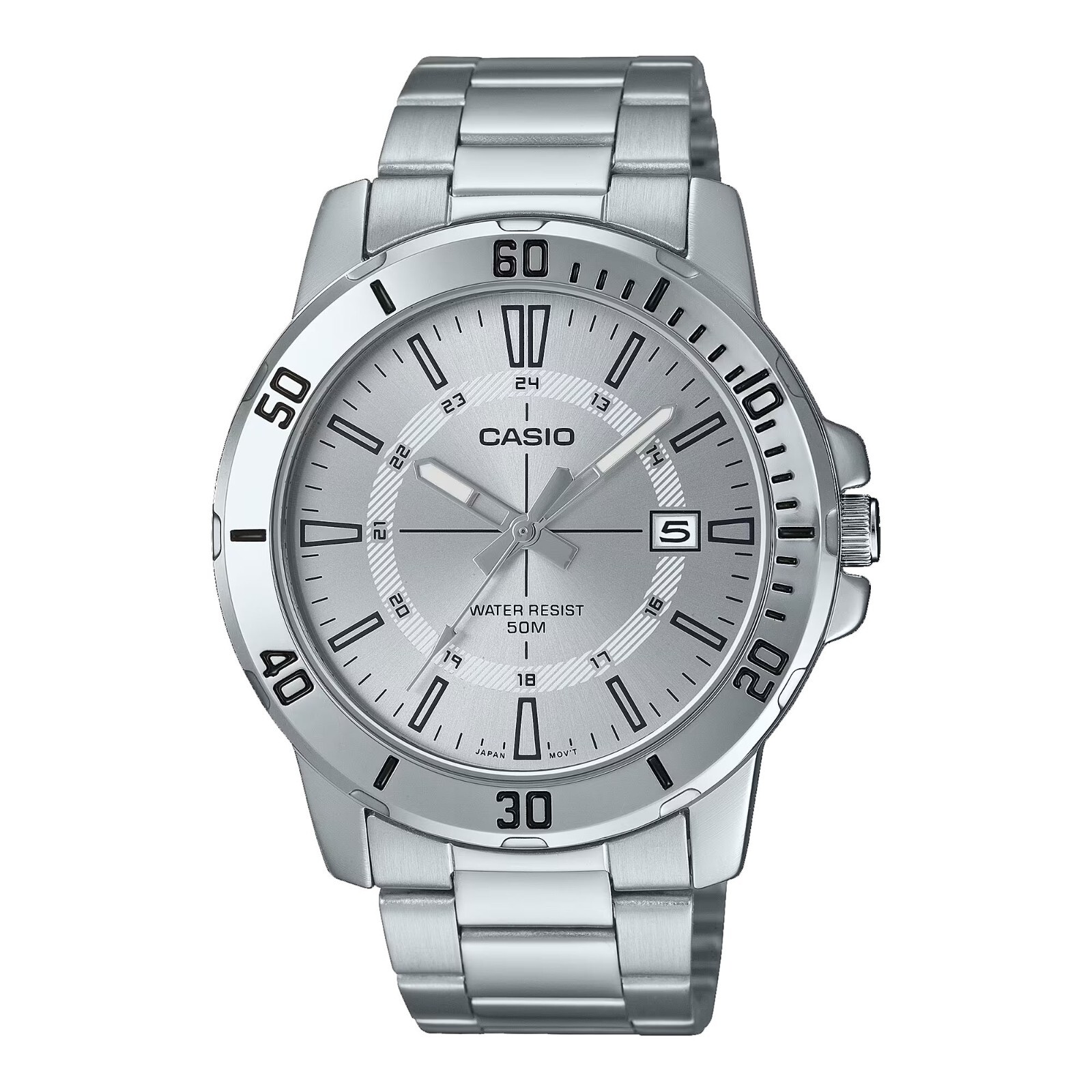 Casio MTP-VD01D-7CV Men’s Enticer Stainless Steel Silver Dial Casual Sport Watch