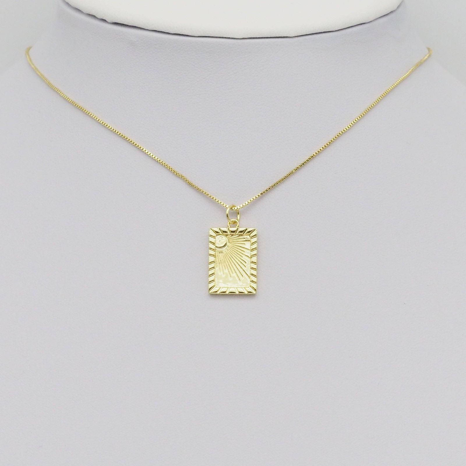 Gold Radial Sun Rectangle Shape Charm, Sku#Y891