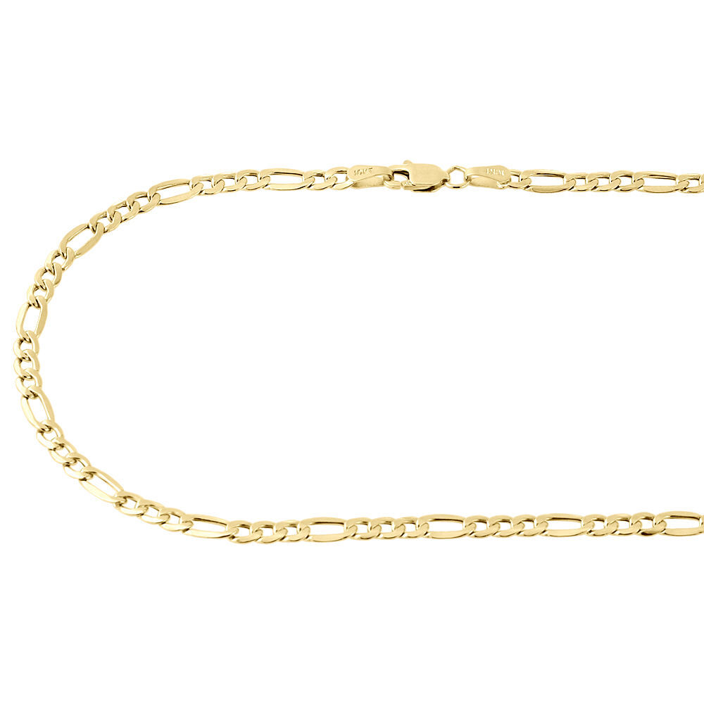 Genuine 10K Yellow Gold Figaro Chain 3.50mm Necklace High Polished 16-30 Inches