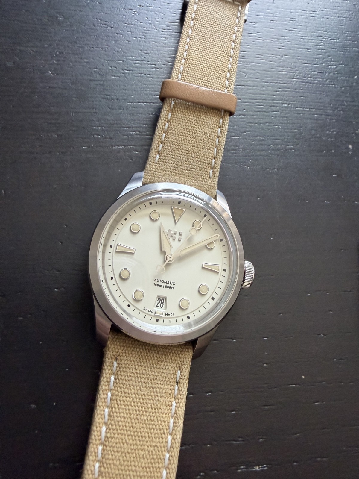 Christopher Ward C65 Dune Automatic 38mm White Sand Full Set + OEM Leather Strap