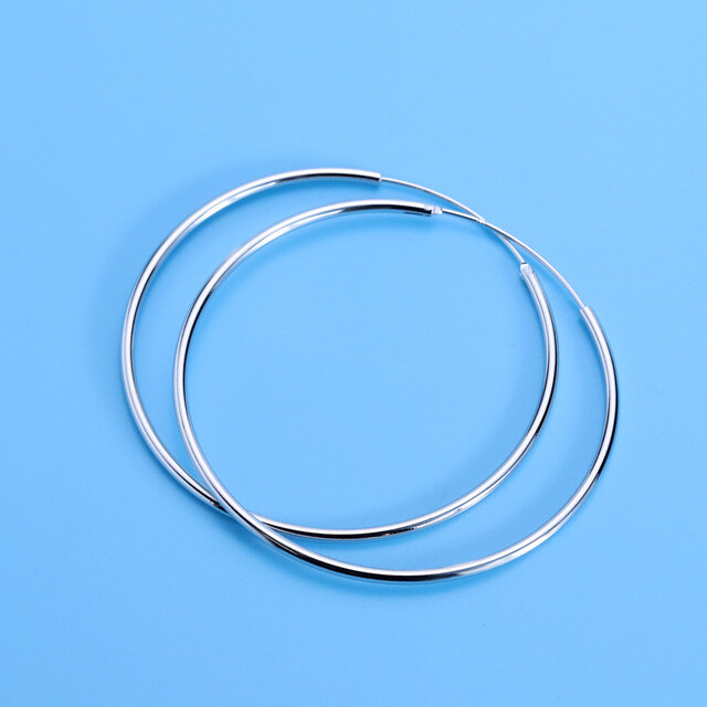 925 SOLID STERLING SILVER PLAIN 1MM THICK ROUND ENDLESS HOOP 10-50MM LIP EAR D36