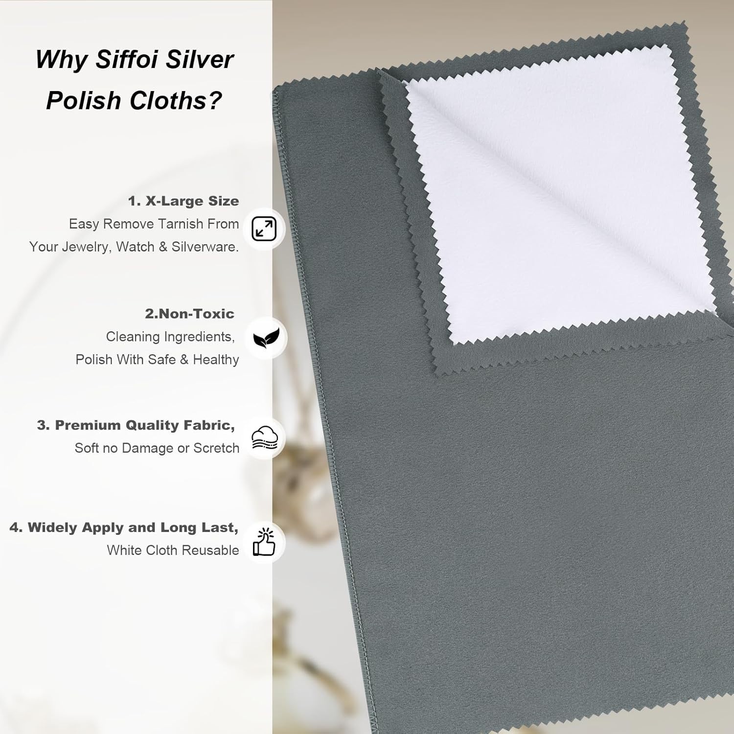 Reusable X-Large 2PC Jewelry Cleaning Cloths – Gentle & Effective Care for All