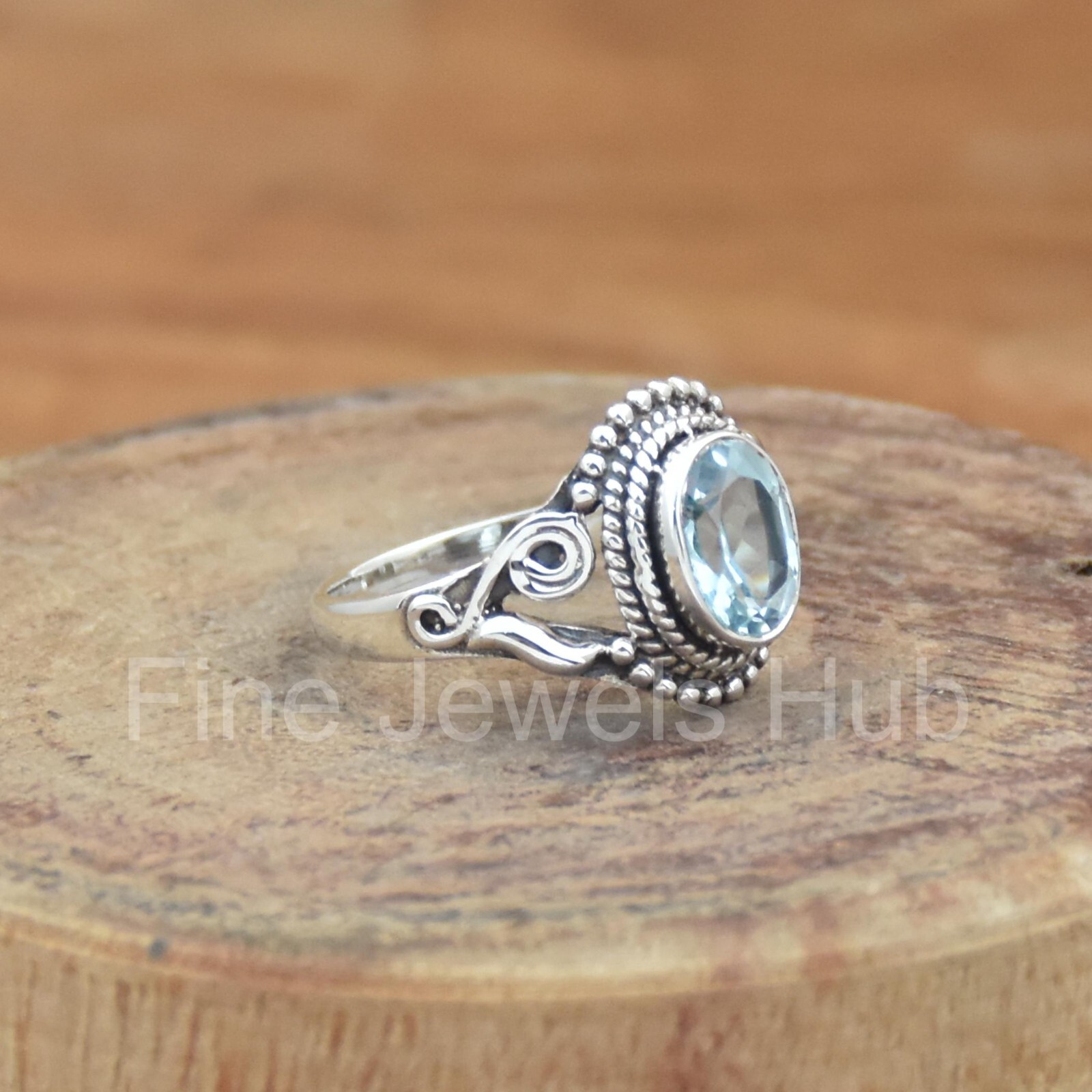 Blue Topaz 925 Sterling Silver Ring, Nice Handmade Ring, Natural Gemstone Ring