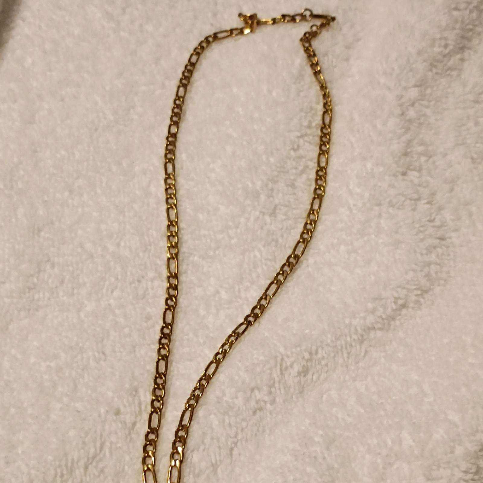 Gold Plated Stainless Steel Figaro Chain Metal Necklace Used