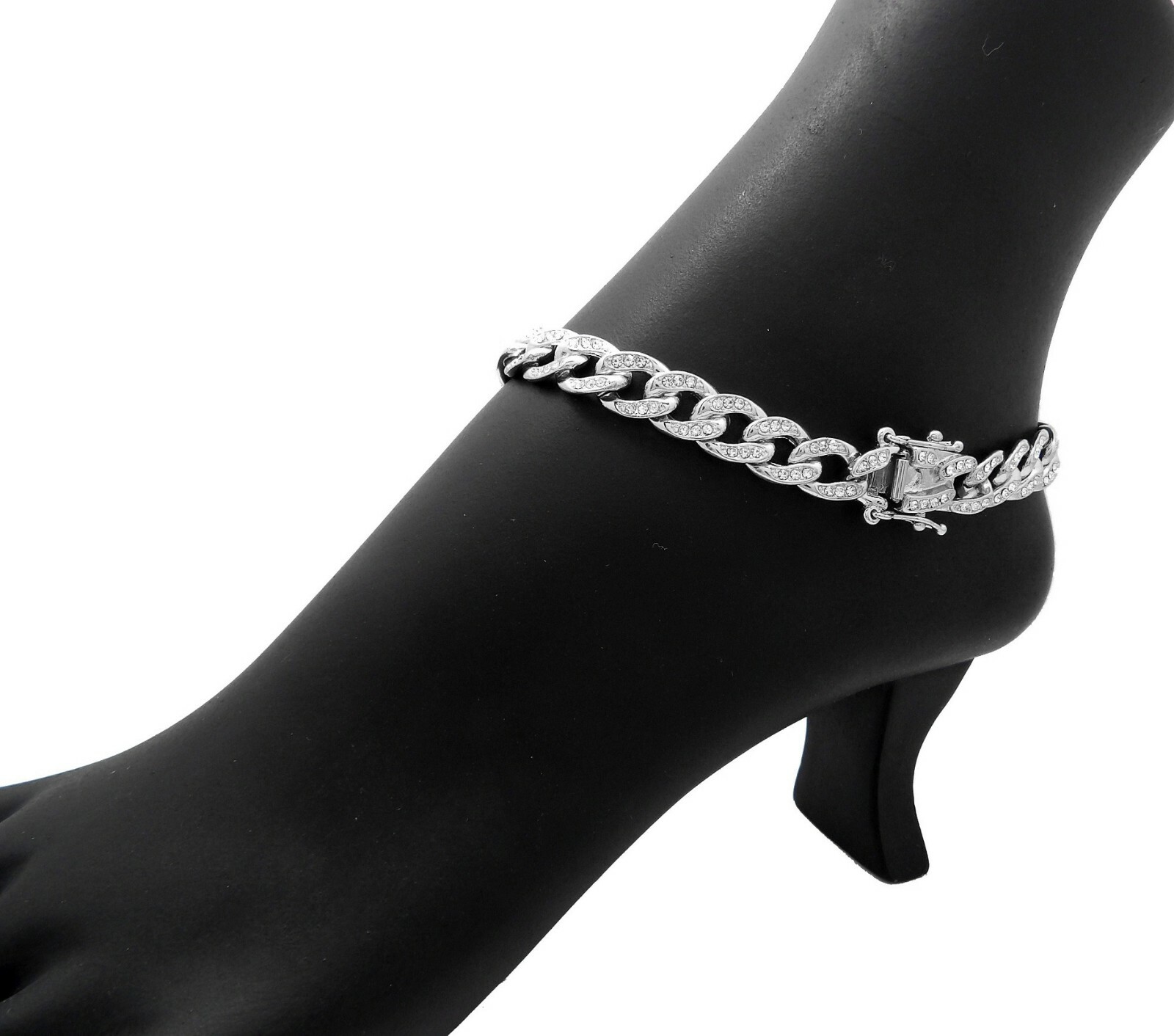 Ice Bling 11″ Cuban Chain Anklet Ankle Bracelet Fashion Jewelry