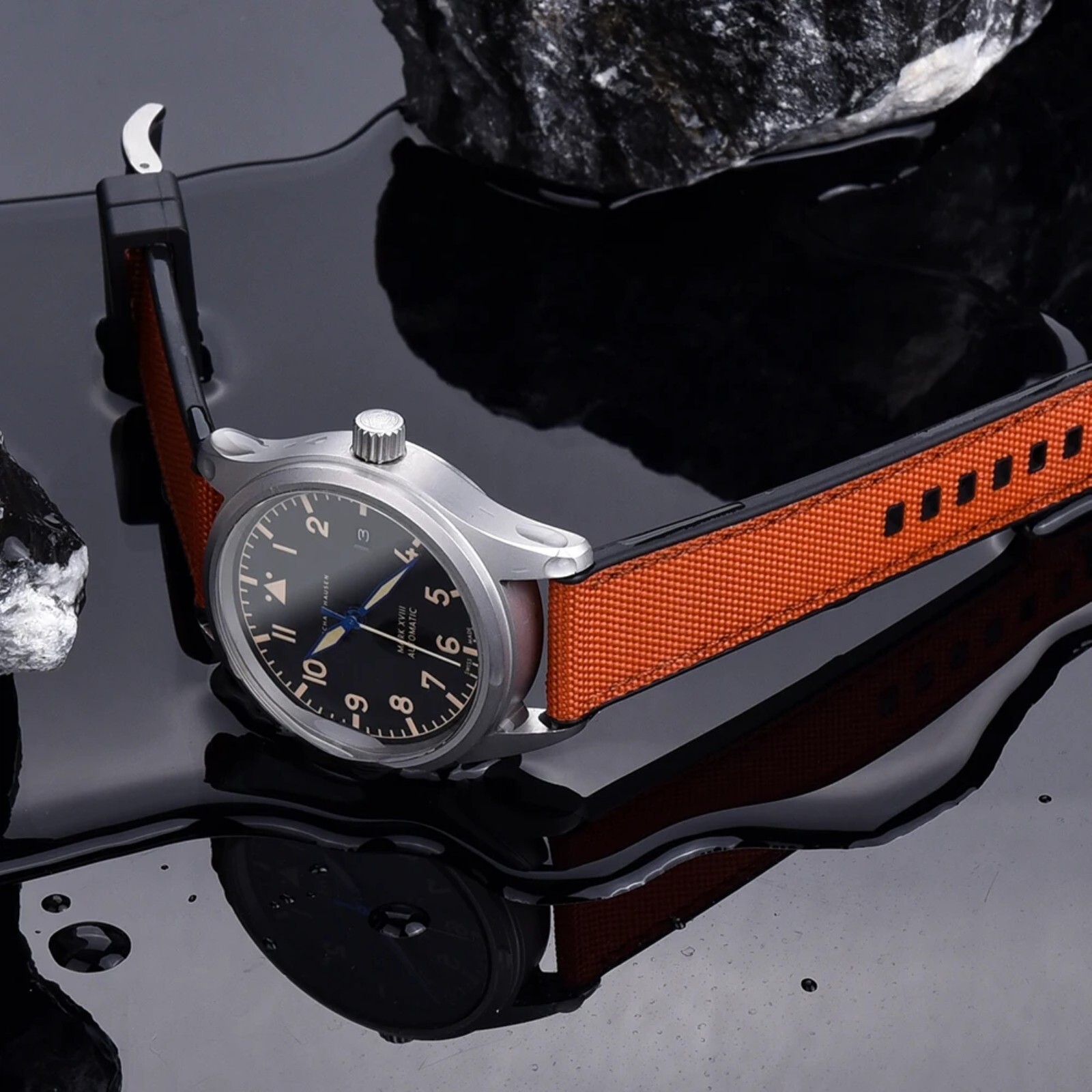 20 22mm Nylon Rubber Dive Watch Strap Hybrid Canvas Quick Release Band