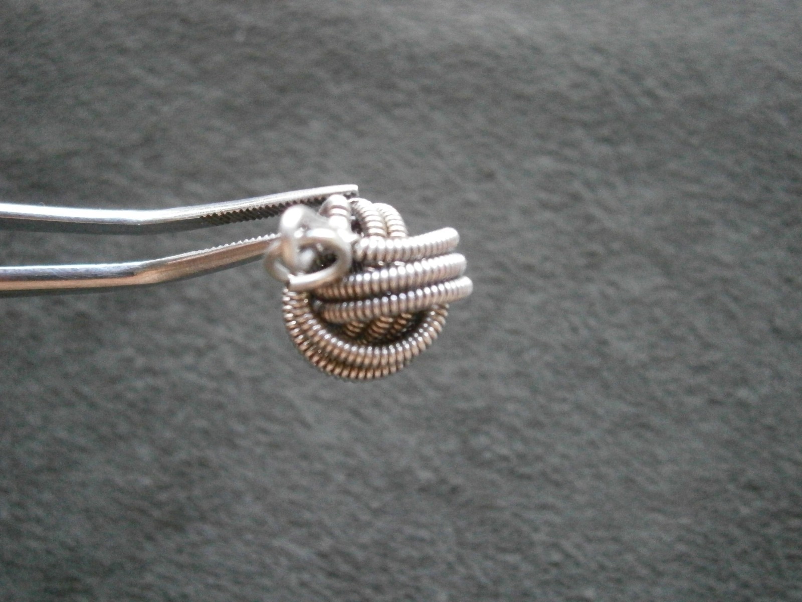 French Knot Love Knot Vintage Sterling Silver Bracelet Charm Pendant 3.0g