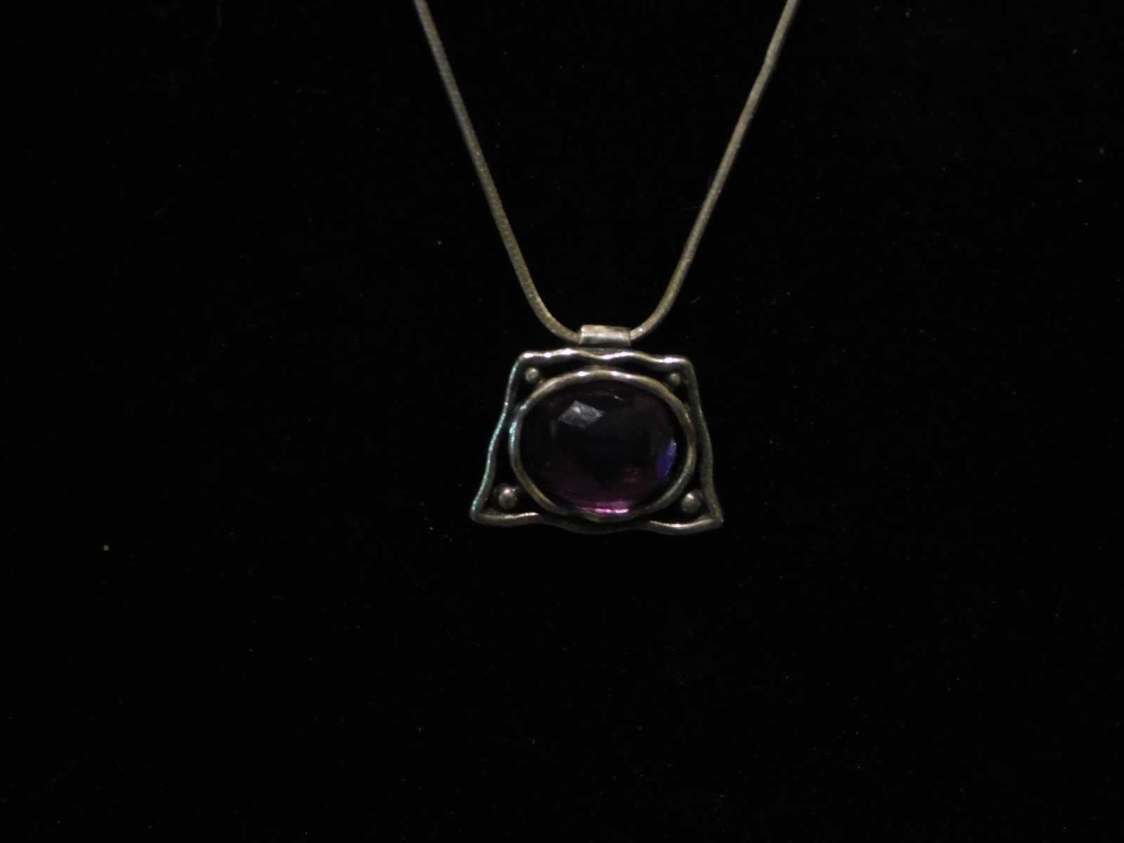 sterling silver and amethyst crystal gemstone necklace and pendant