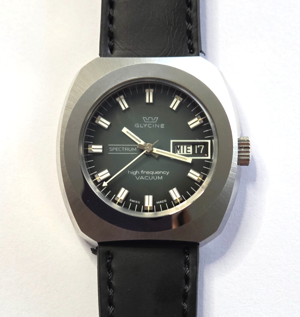 Glycine Automatic Watch Vintage Mens High Frecuency Spectrum Vacuum Gray Dial