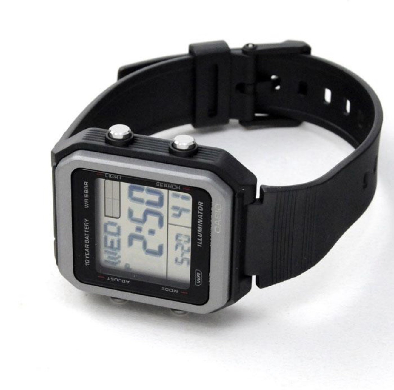 Casio Collection Standard W221H-1AV Black 10-year Battery Flash Alert World Time