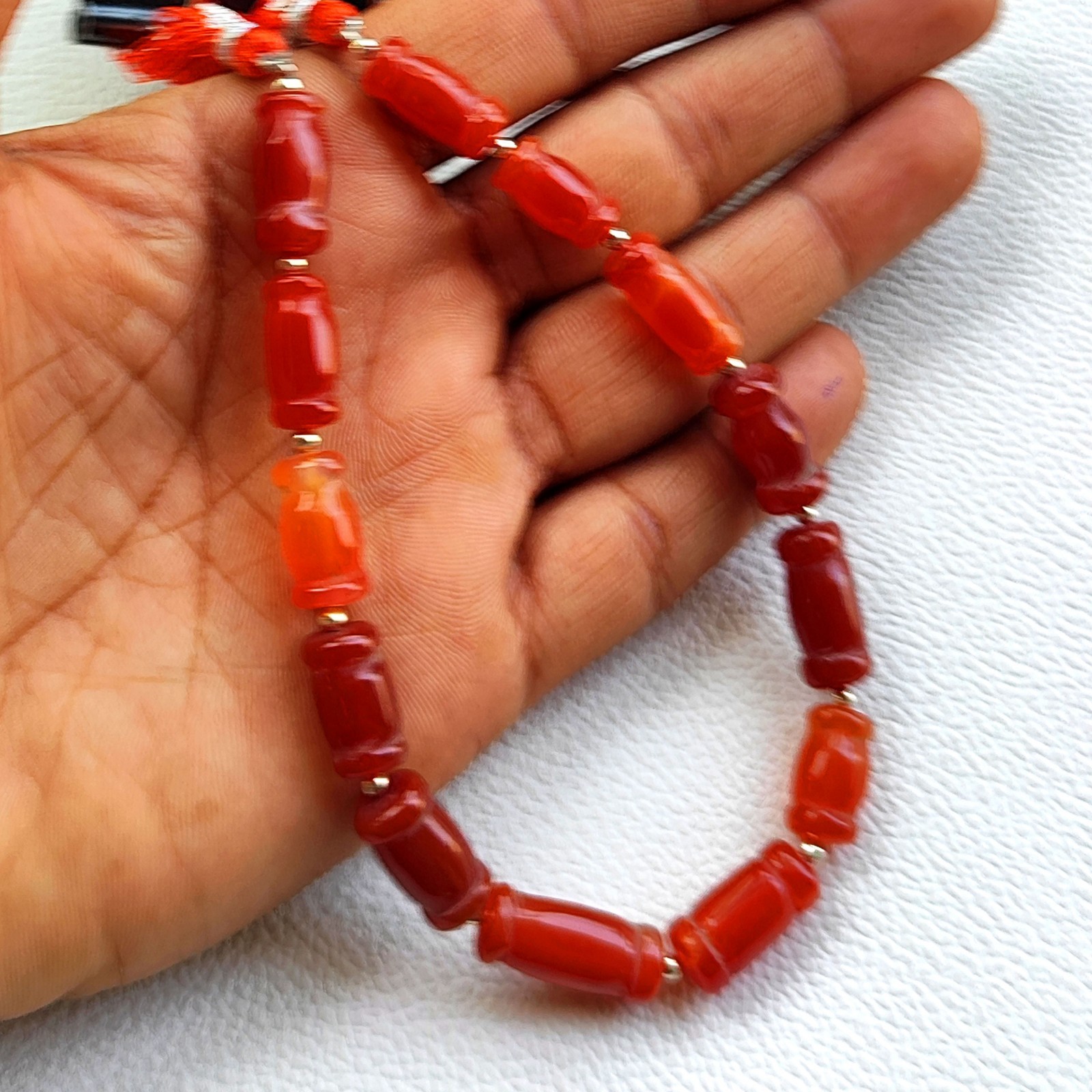 Natural Carnelian Carved Nugget Beads 14-16mm 9″ Strand Orange Gemstone Beads