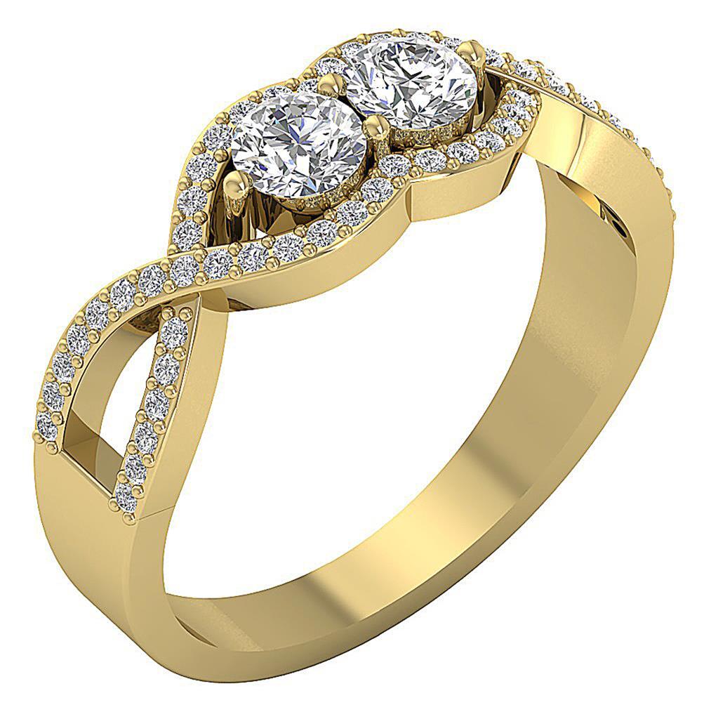 Forever Us Two Stone Solitaire Ring VS F 0.85 Ct Lab Grown Diamond 14K Rose Gold