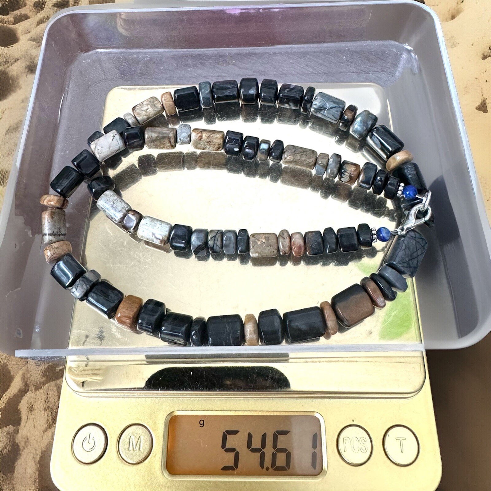 Stunning & natural unique shape mixed color Jasper stone handmade necklace 54grm