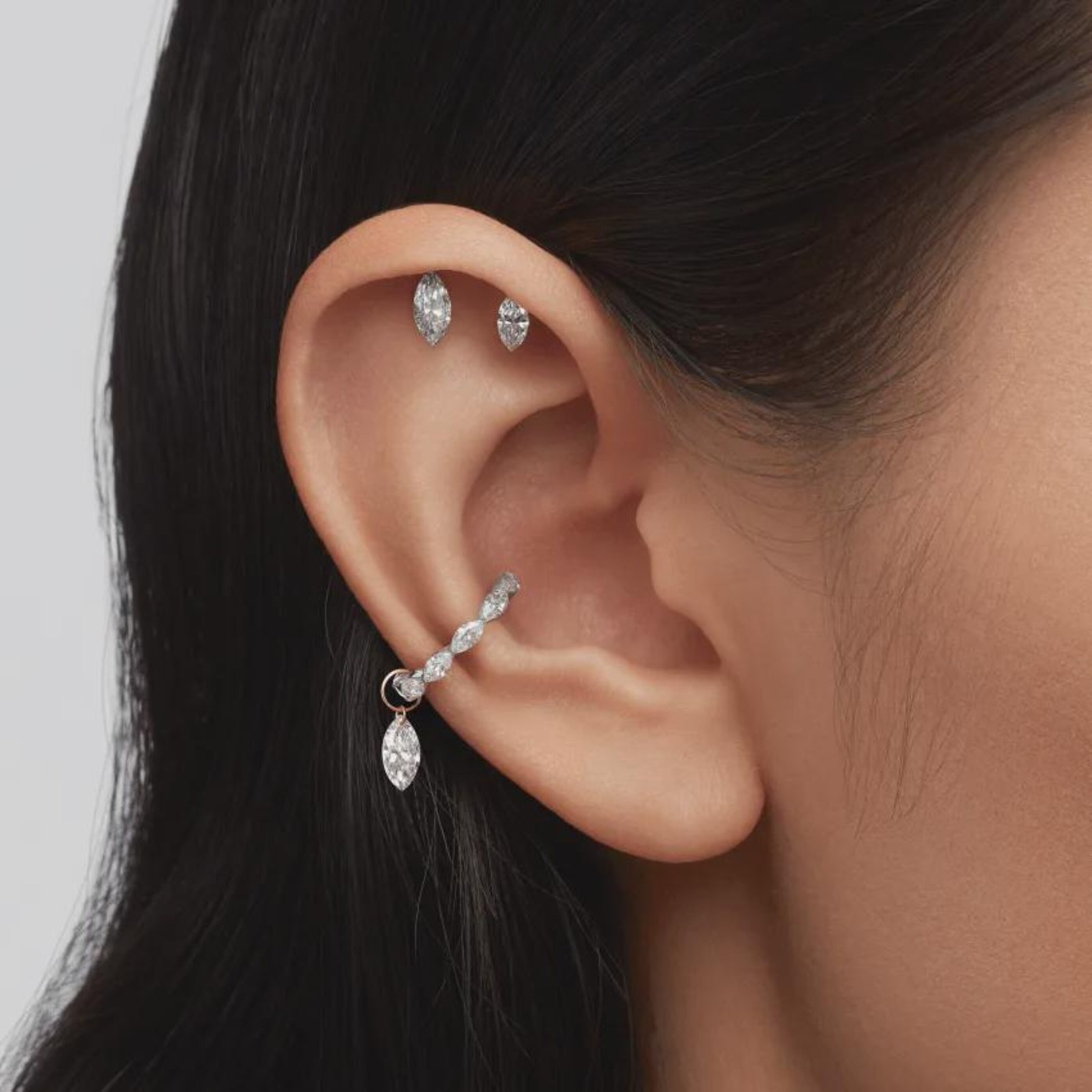 Floating Marquise Moissanite Helix Conch Stud 925 Sterling Silver