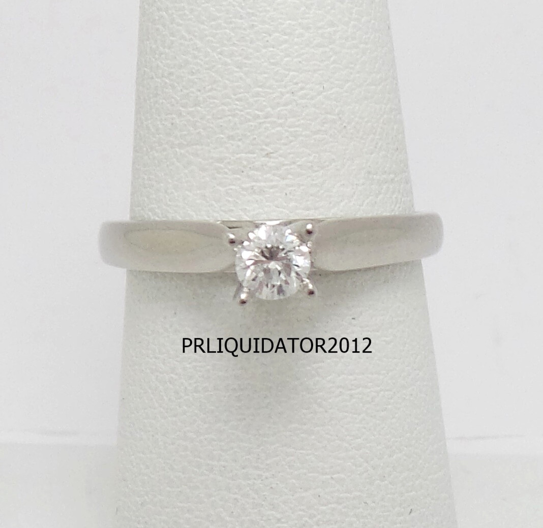 1/4CT Natural Diamond Solitaire Engagement Wedding Bridal Ring 18K White Gold