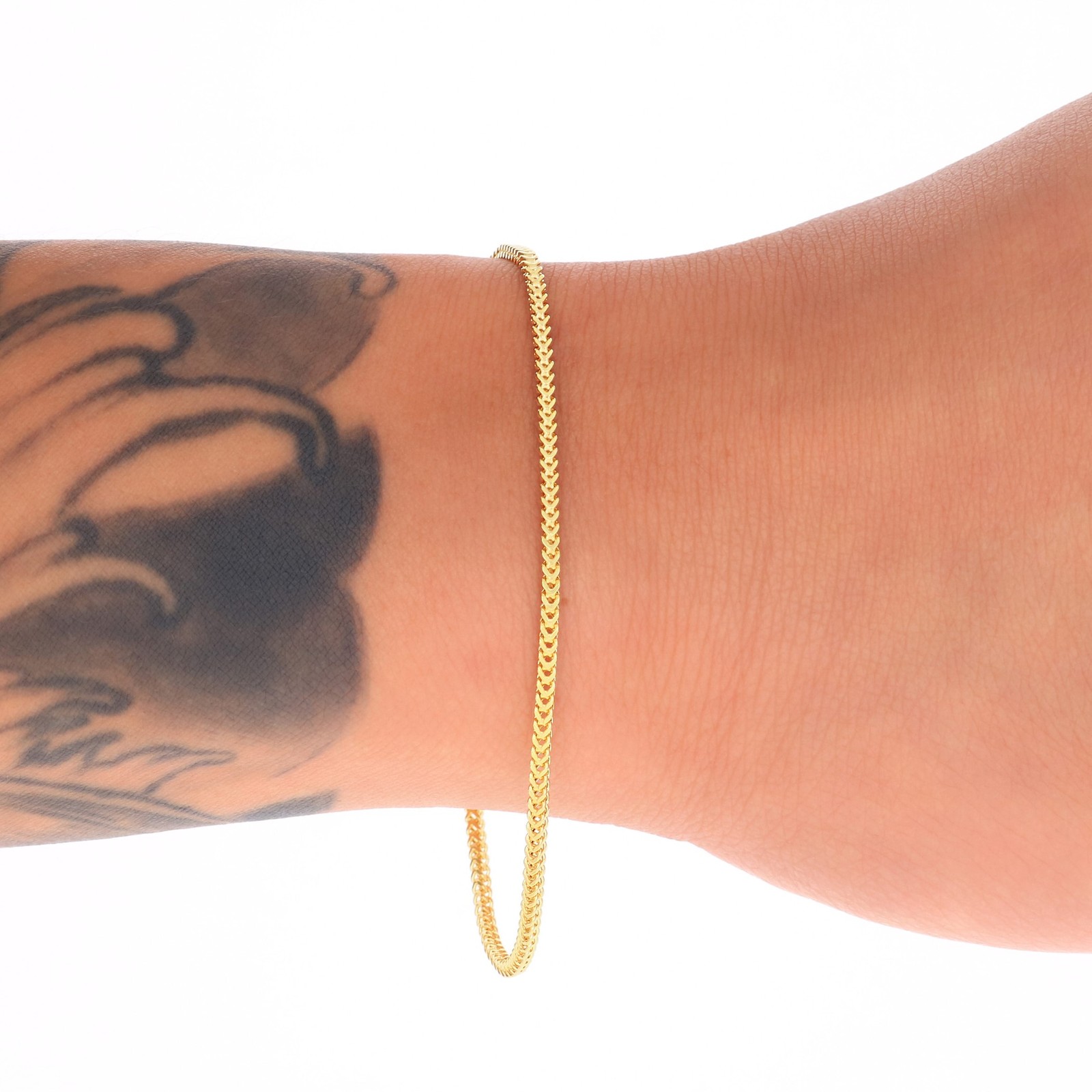 14k Yellow Gold 1.5mm Franco Box Bracelet Chain Mens Womens 7″ 7.5″ 8″ 8.5″ 9″