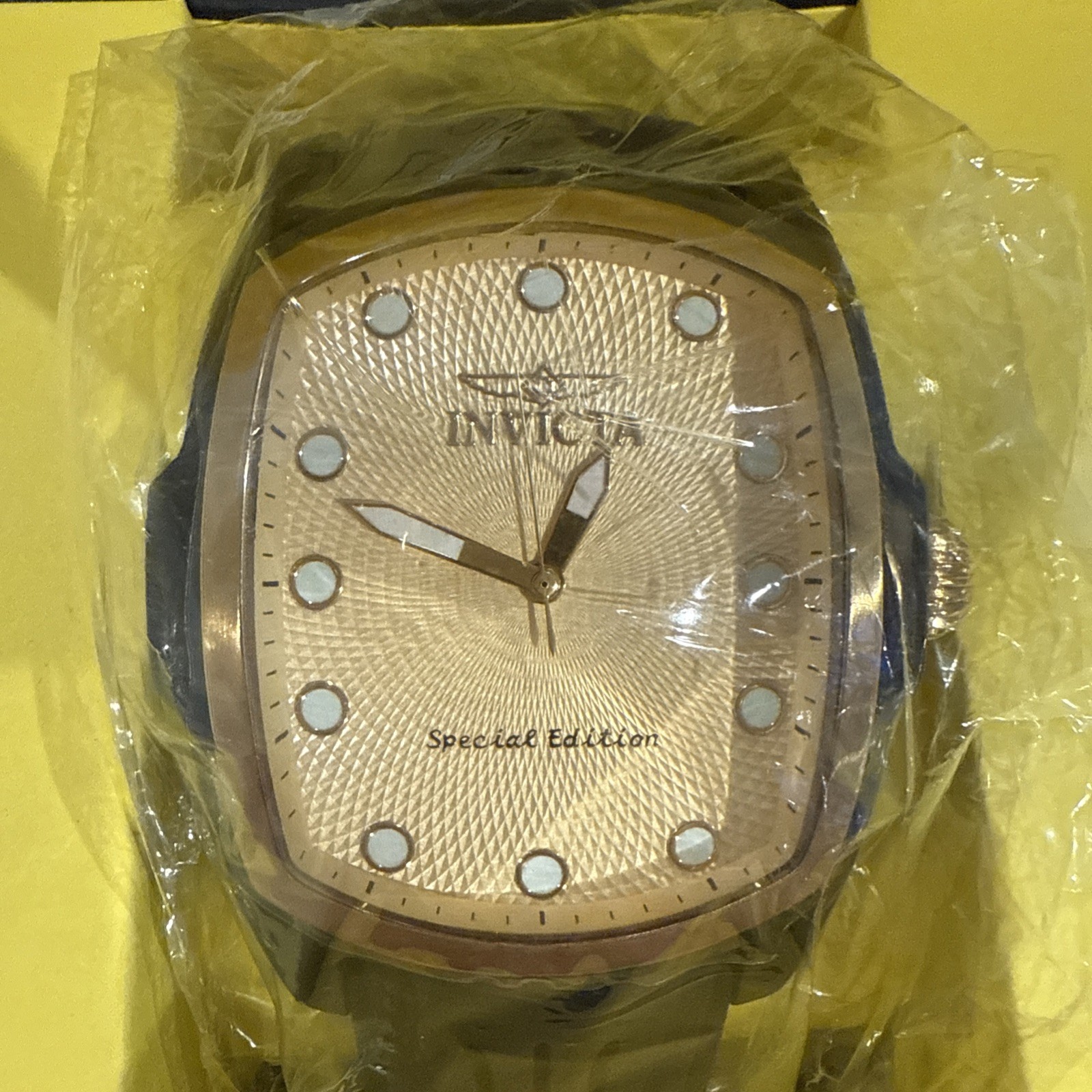 INVICTA Lupah Men 47mm Stainless Steel Steel Gold dial 36875 Quartz Rubber Band