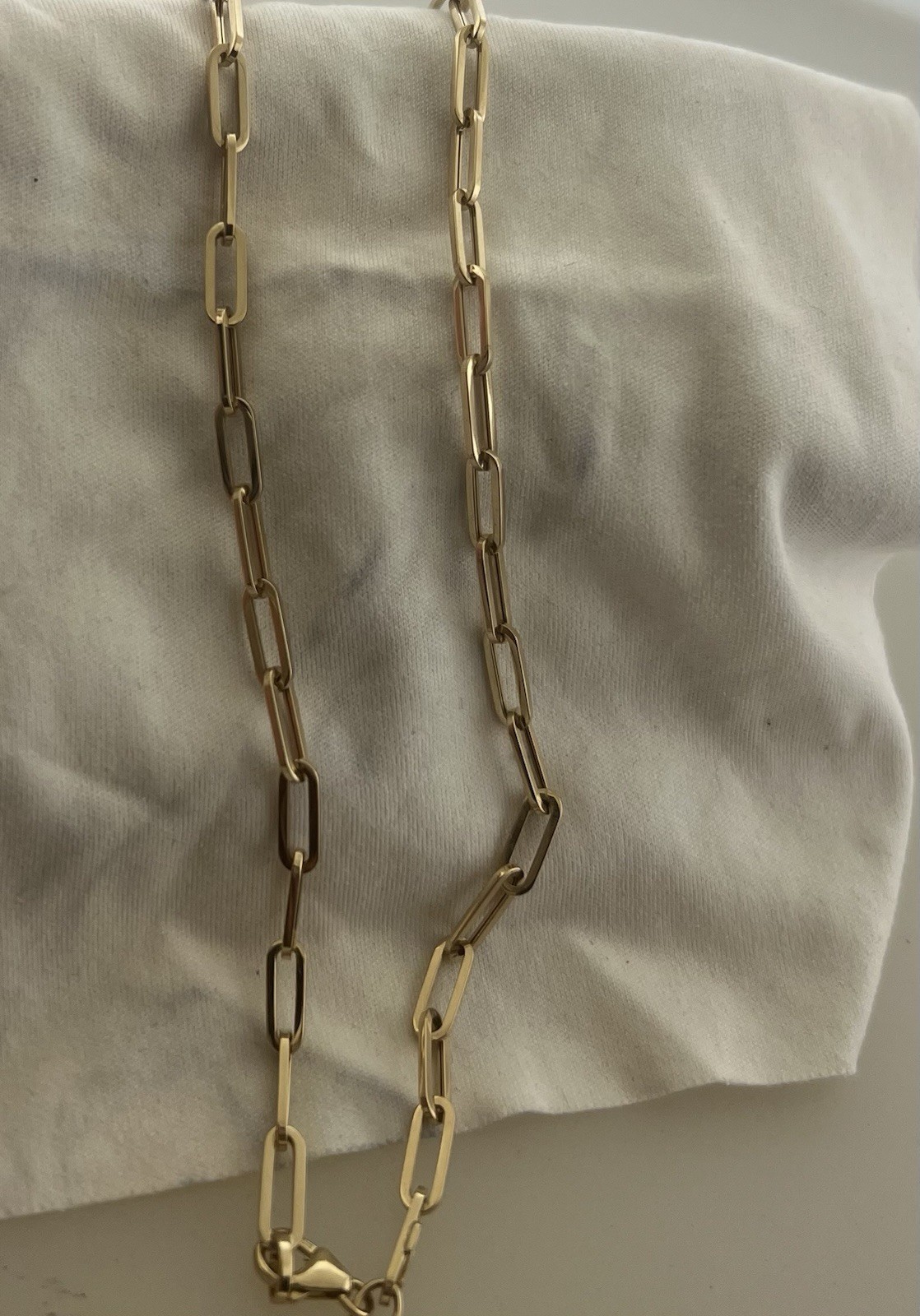 14k Yellow Gold Hollow Paperclip Women’s 16″ Inch Chain