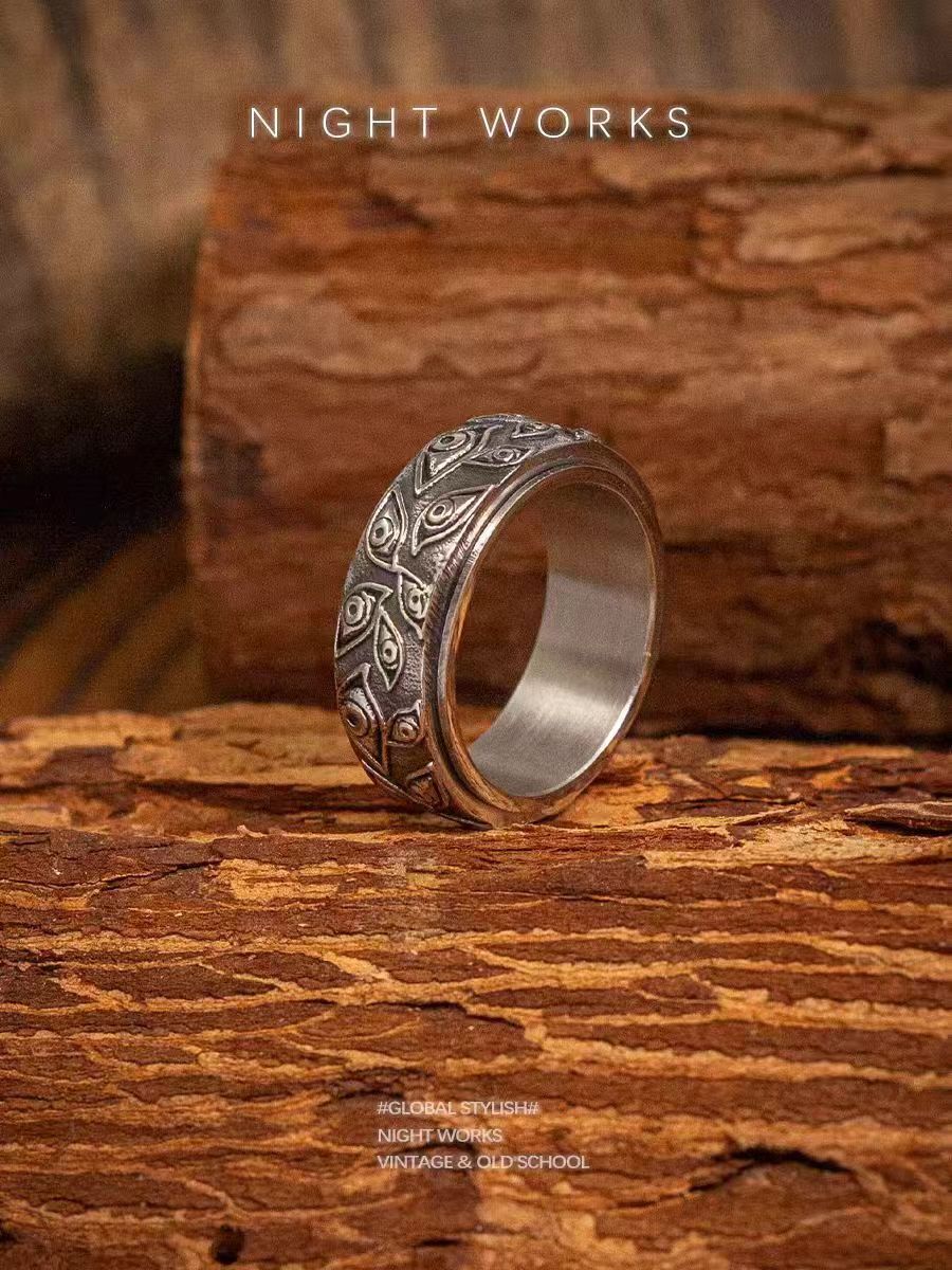 NIGHT WORKS Demon type sukuna eyes ring Rotatable no fading personality trend
