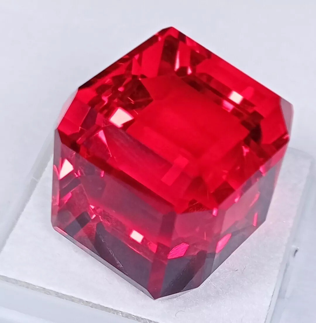 Fabulous Red EGL CERTIFIED Ruby Cube Cut 100 Ct Lab-Created Loose A++ Gemstone